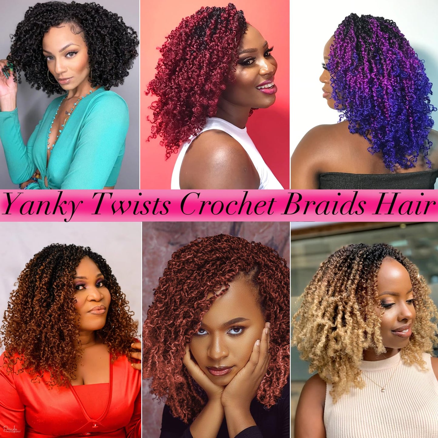 Unionbeauty 12 Inch Pre-twisted Yanky Twist Crochet Hair 8 Bundles Pre-looped Mini Spring Twists Hair Senegalese Twist Crochet Braids Hair with Bouncy Synthetic Marlybob Crochet Hair Extensions 1B/27#