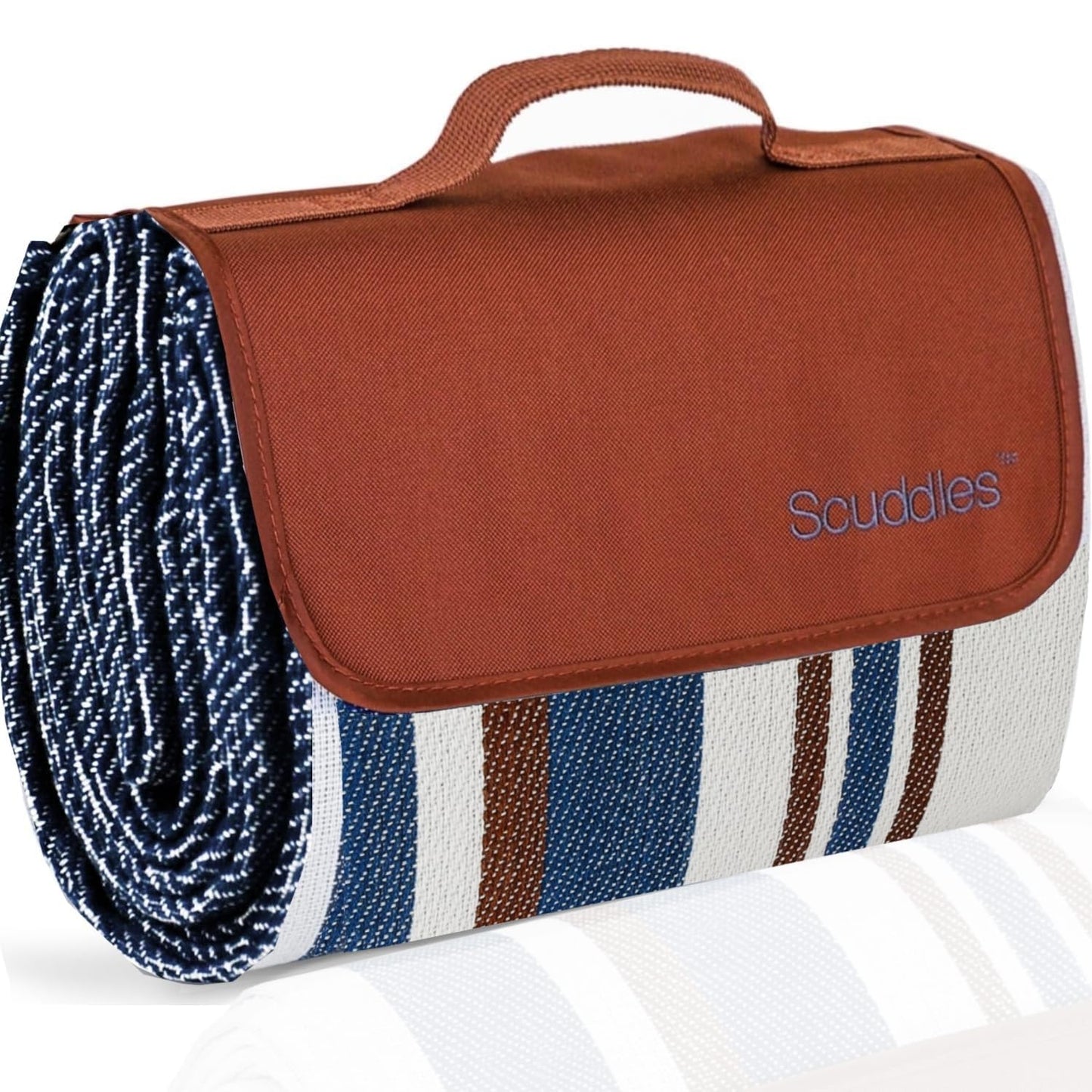 Extra Large Picnic & Outdoor Blanket Dual Layers for Outdoor Water-Resistant Handy Mat Tote Spring Summer Blue and White Striped Great for The Beach,Camping on Grass Waterproof Sandproof (SC-CM-01)