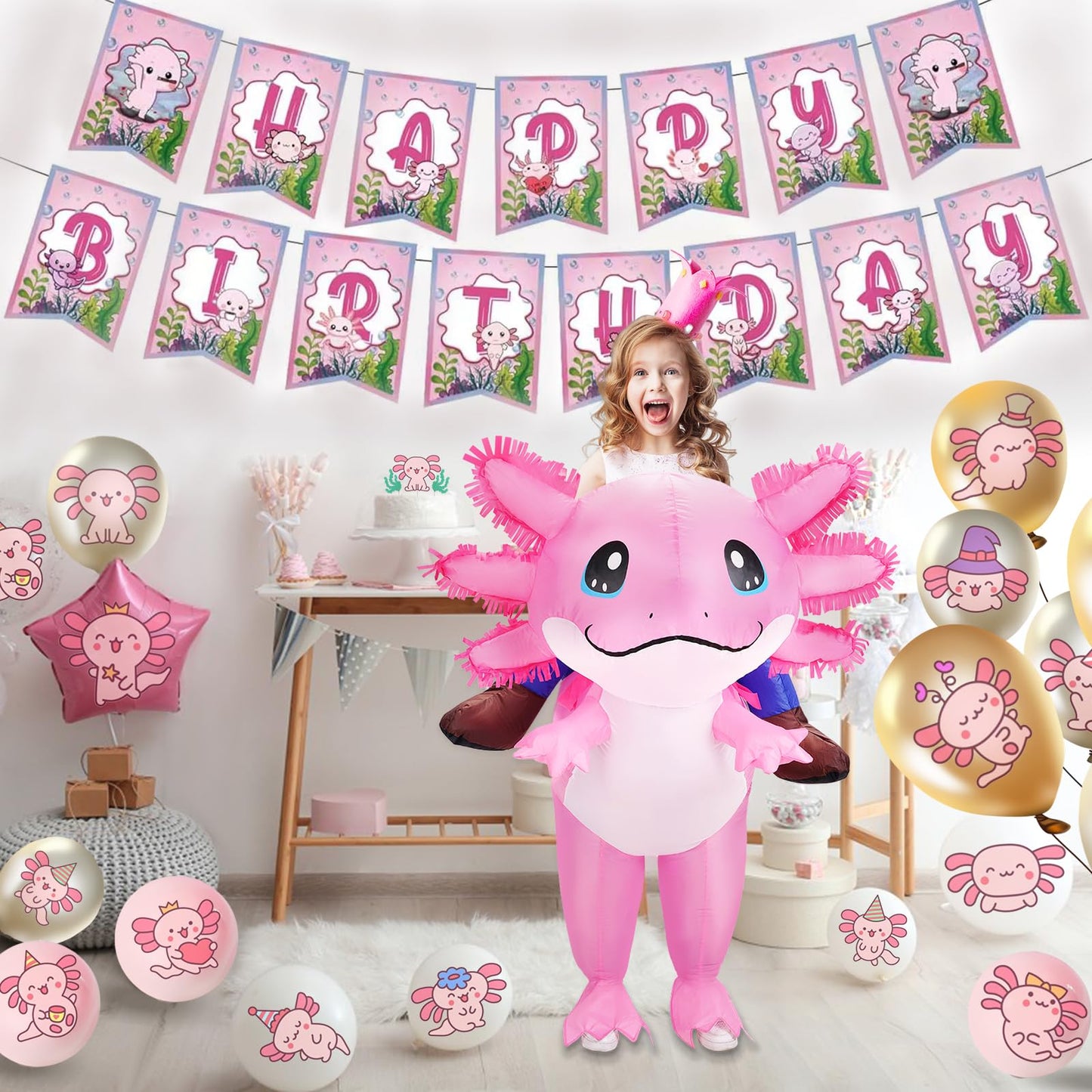 Stegosaurus Inflatable Axolotl Costume for Kids Halloween Costumes Kid Blow Up Costume Ride on Axolotl Costumes