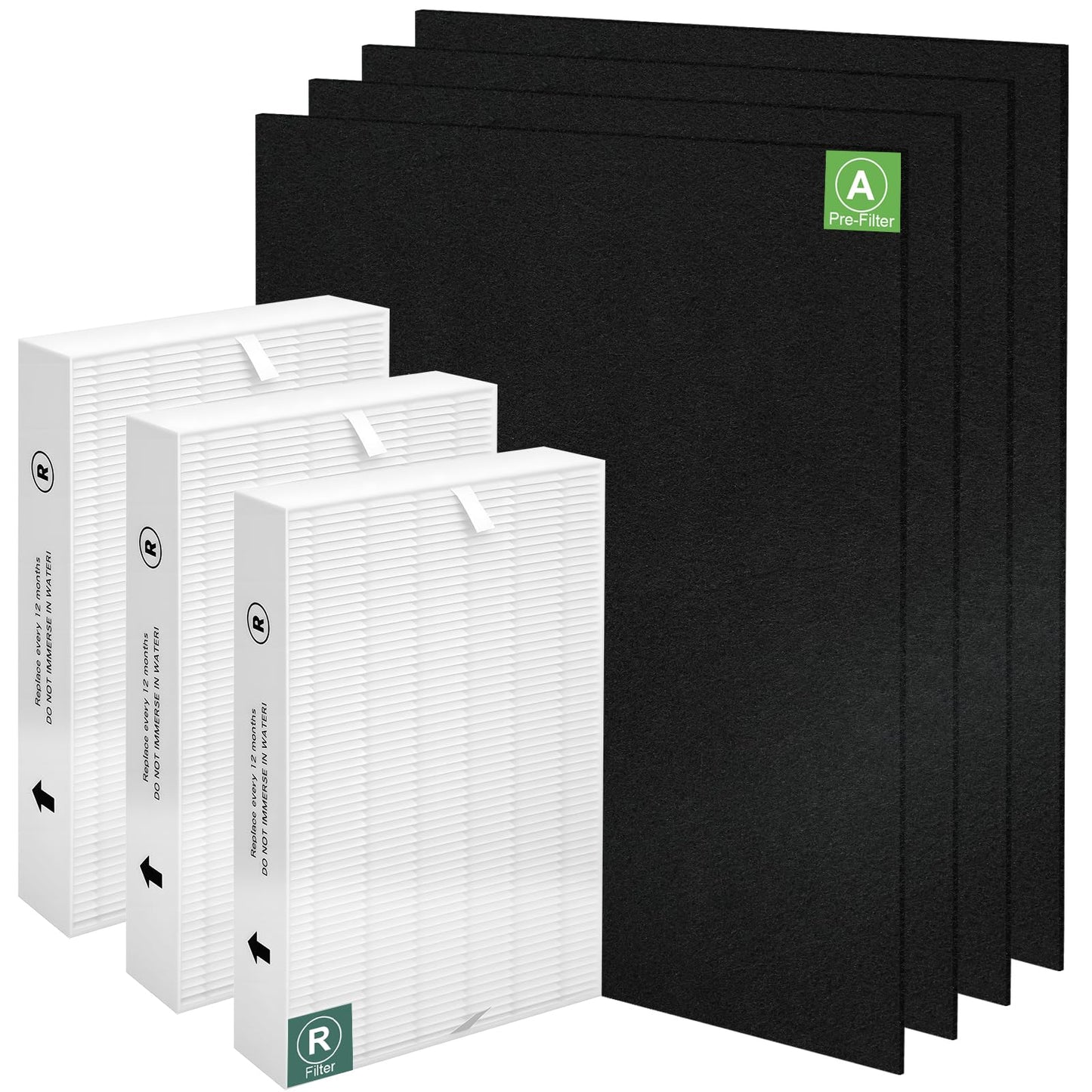 HPA300 True HEPA Replacement Filter R, HRF-R3 Compatible with Honeywell Air Purifier HPA300 Series, HPA300, HPA304, HPA8350, HPA300VP, HPA3300b, HPA5300, Pack of 3 HEPA R + 4 Pre Filters A HRF-AP1