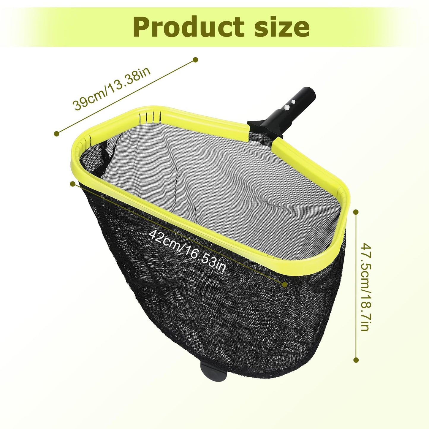 Pool Skimmer Net, 17.5" Pool Net with Double-Layer Netting Bag, Aluminum Frame, Deep Nylon Net, Large Capacity Pool Cleaning Net, Leaf Skimmer Rake Net for Above Ground & In-ground Pools (No Pole)
