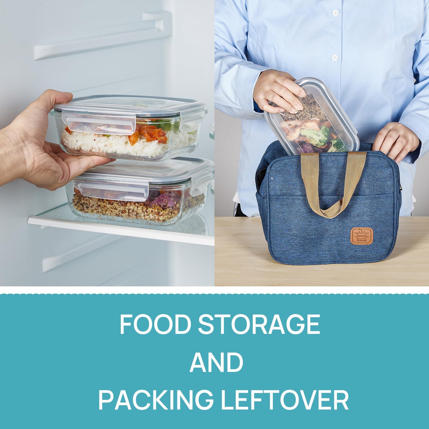 Vtopmart 5 Pack 22oz Glass Food Storage Containers with Lids, Meal Prep Containers, Airtight Lunch Bento Boxes with Snap Locking Lids for Microwave, Oven, Freezer and Dishwasher
