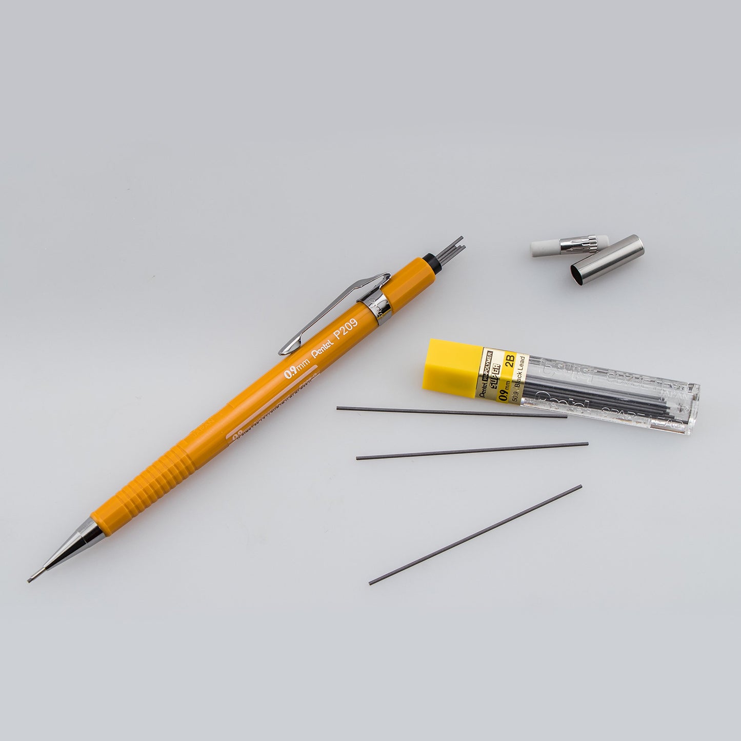 Pentel P200 Drafting Mechanical Pencil, 0.9mm Bold Point, Writing, Drawing, School Supplies, Metal Tip, Yellow Barrel, P209-G, Box of 12