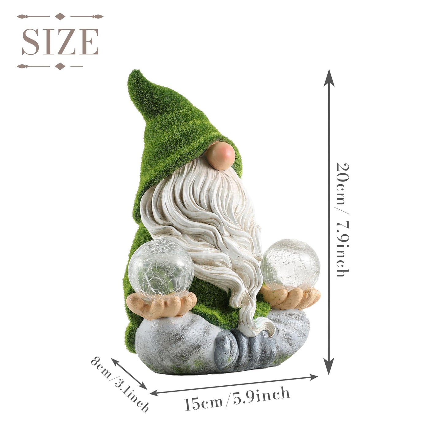 TERESA'S COLLECTIONS Garden Gnomes Decorations for Yard with Solar Lights, Yoga Gnome Resin Flocked Zen Garden Sculptures & Statues for Outdoor Front Porch Patio Santa Decor, Ideal Gifts, 8"