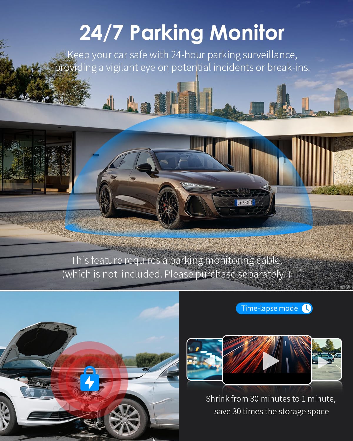 KAWA Dash Cam 3K, Mini Front Dash Camera for Cars, Smart Voice Control, 1620P QHD, Built in WiFi, 24H Parking Mode, Loop Recording, G-Sensor, Night Vision, iOS/Android Mobile App, Support 256GB Max