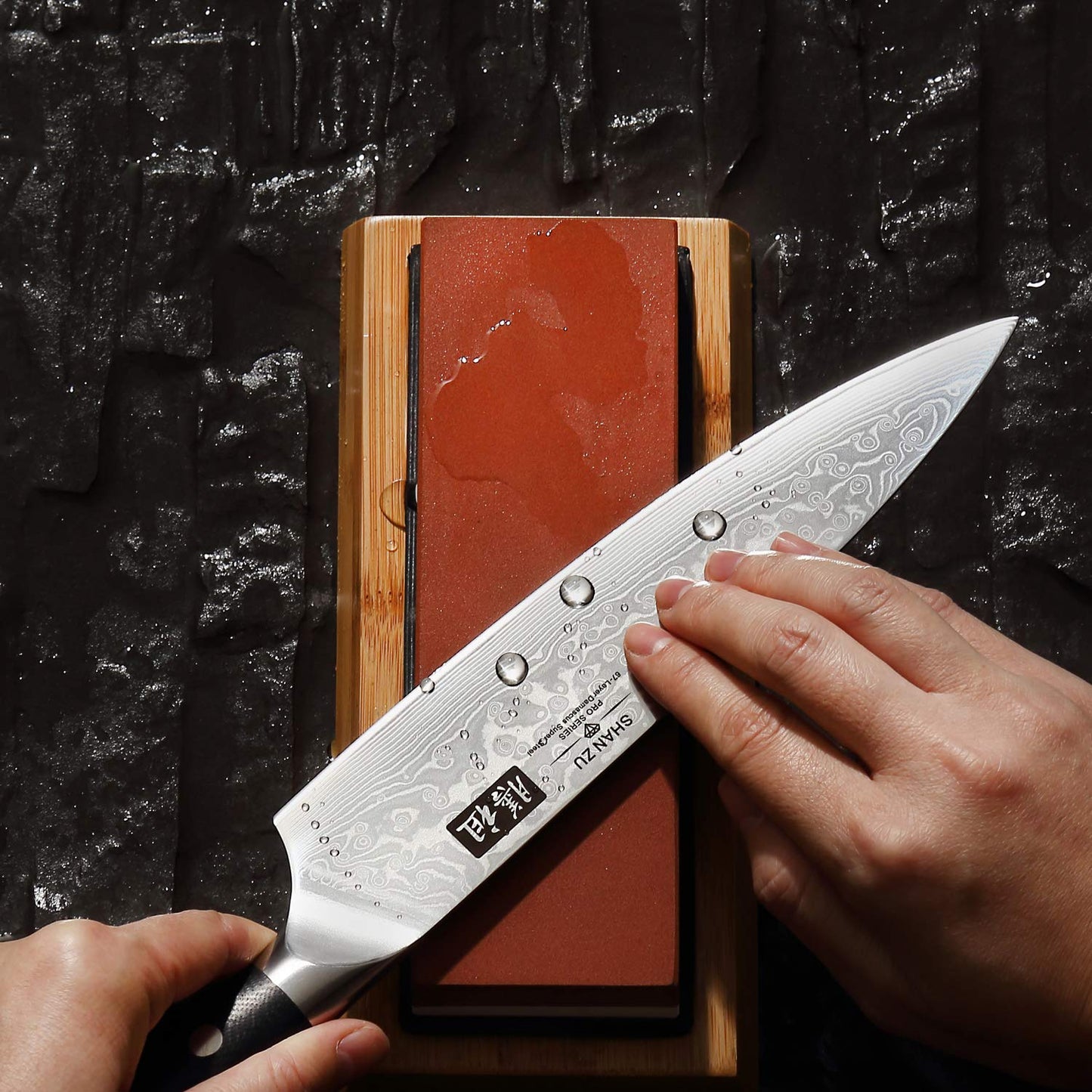 SHAN ZU Whetstone Knife Sharpening Stone, Premium 2-Sided Whetstone Sharpener 1000/6000 Grit Whetstone Kit with Non-Slip Bamboo and Silicon Base Angle Guide for Chef Knife, Kitchen Knife,Hunting Knife