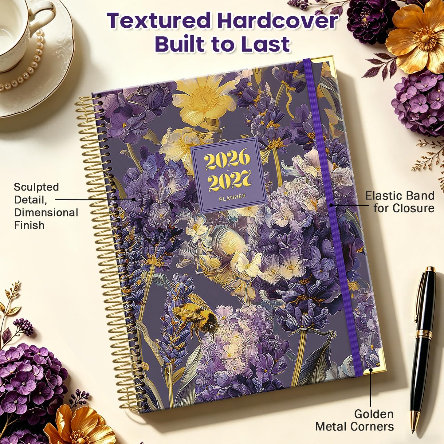 Planner 2026-2027, 8.5" x 11" Academic Planner Jul 2026 - Dec 2027, 18 Month Planner Weekly and Monthly, Hardcover Calendar Planner with Large Laminated Tabs, No Bleed Paper, Pockets for Women Teacher