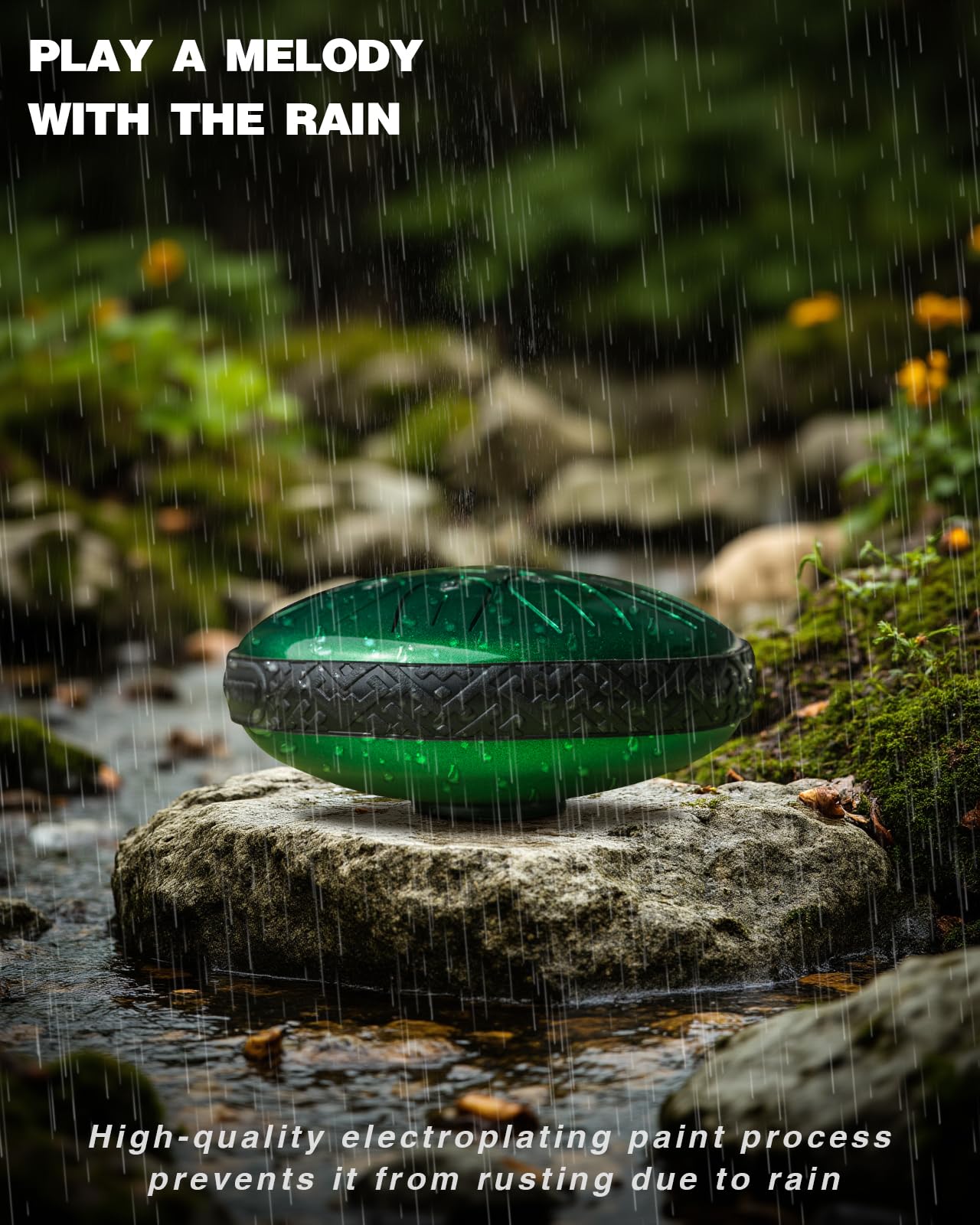 Rain Drum for Outside Garden, Steel Tongue Drum - 6 Inch 11 Notes Metal HandPan Drums,Waterproof Rain Chime,Musical Gifts
