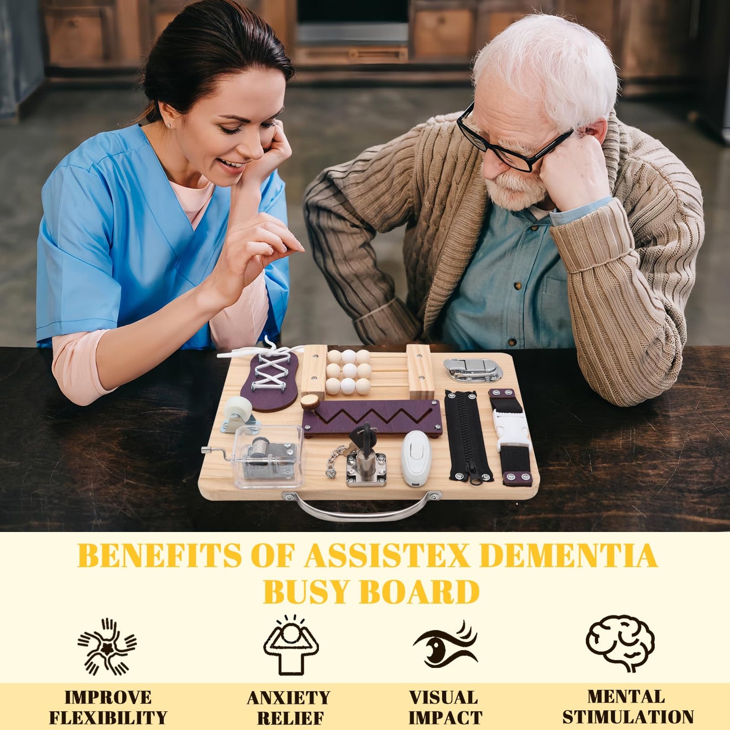 Fidget Busy Board for Adults with Dementiam Activities for Seniors, Calming Activities and Games for Autism Sensory Products, Assistance Products Elderly Patients, Gift Toys for Alzheimers Autism