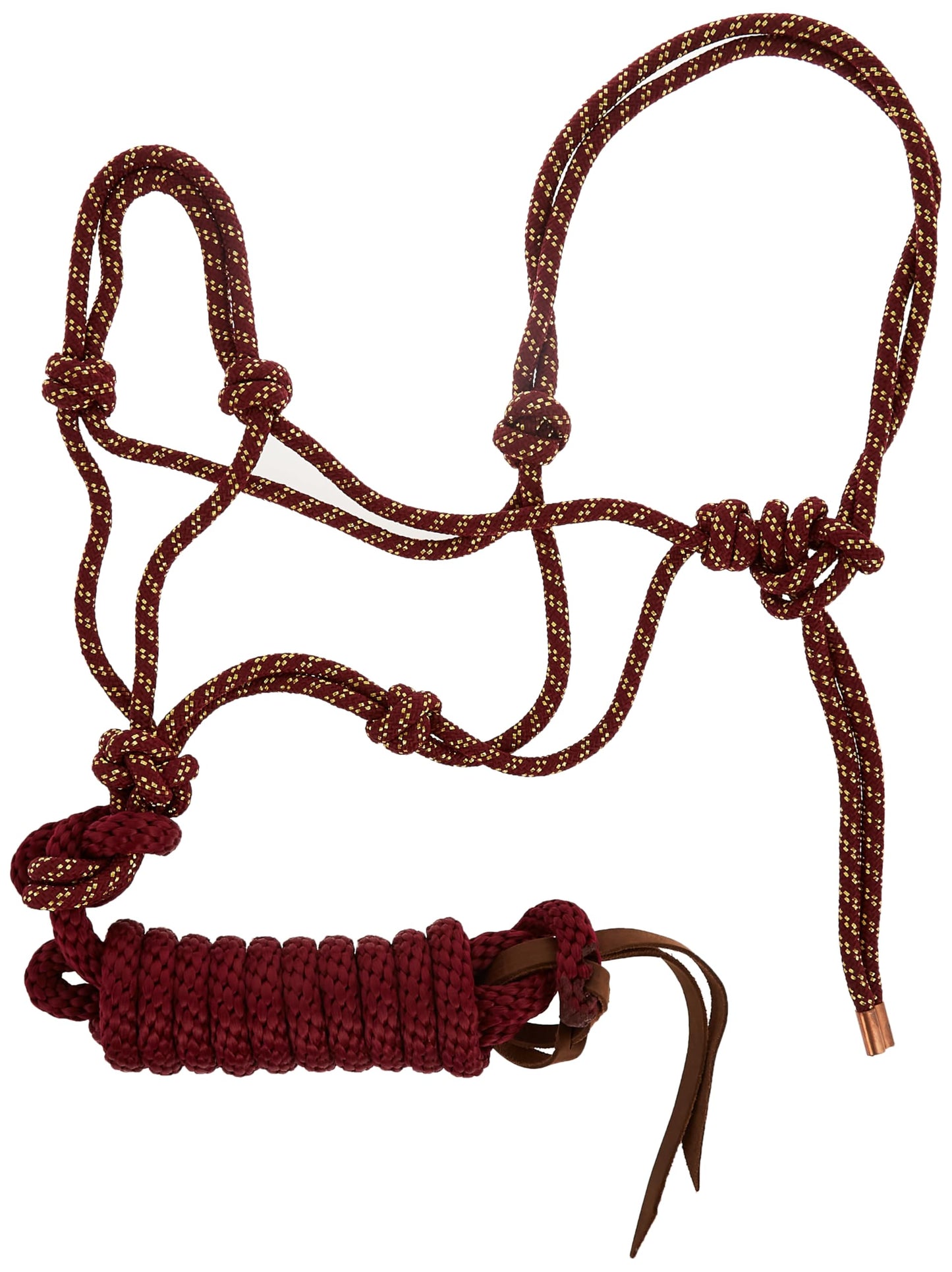 Weaver Leather Diamond Braid Rope Halter and Lead Sangria/Gold, Average Horse