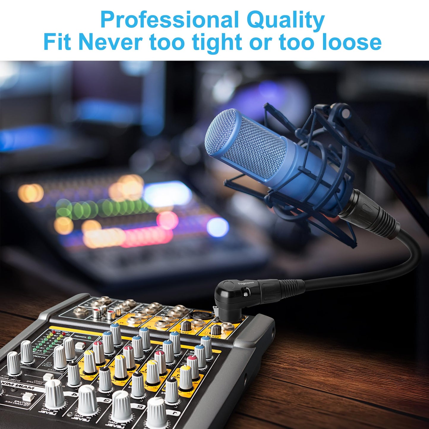 Togconn 6-Pack XLR Microphone Extension Cable Adapter 0.6 Feet, 90 Degree XLR Female to Straight Male 3-Pin Mic Connector for Speaker, Recording Studio, Mic Mixer, Audio Interface, Amplifier, More