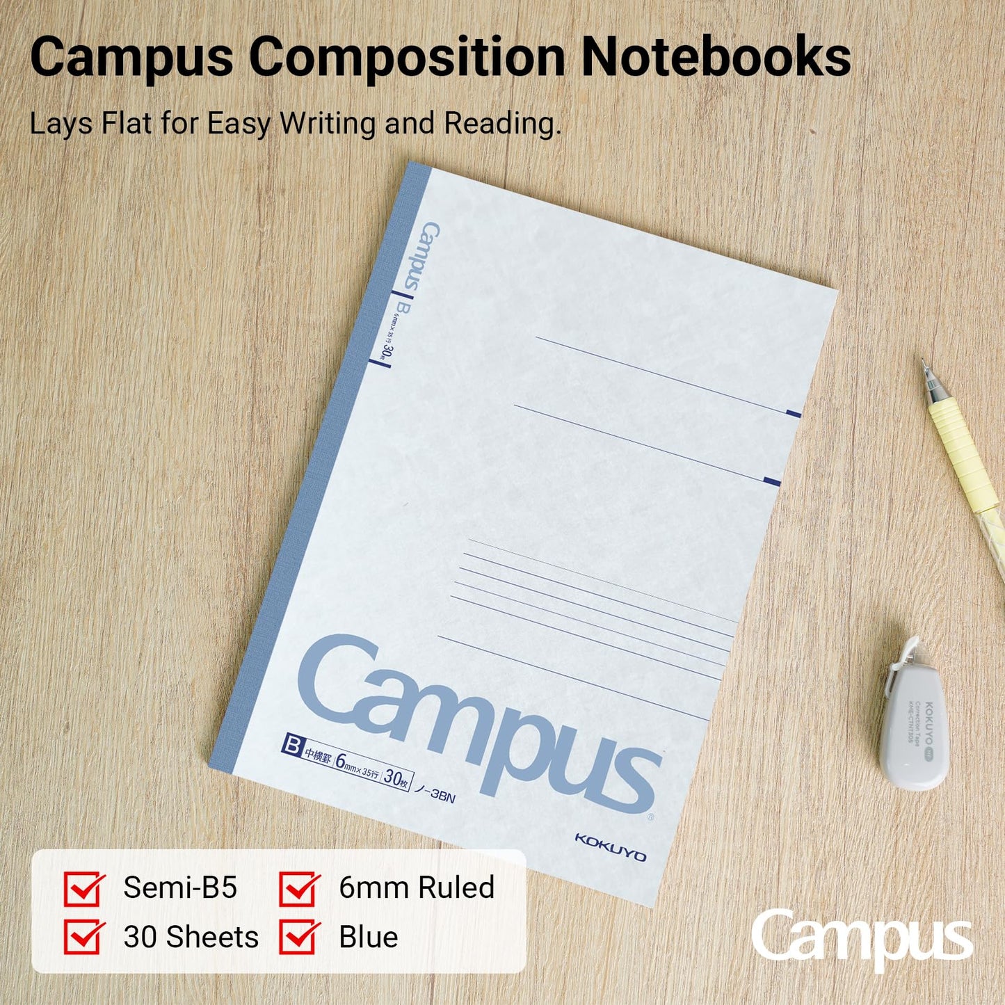 KOKUYO Campus Notebook, B 6mm Ruled, Semi-B5, 30 Sheets, 35 Lines, Blue, Pack of 10, Japan Import (NO-3BNX10)