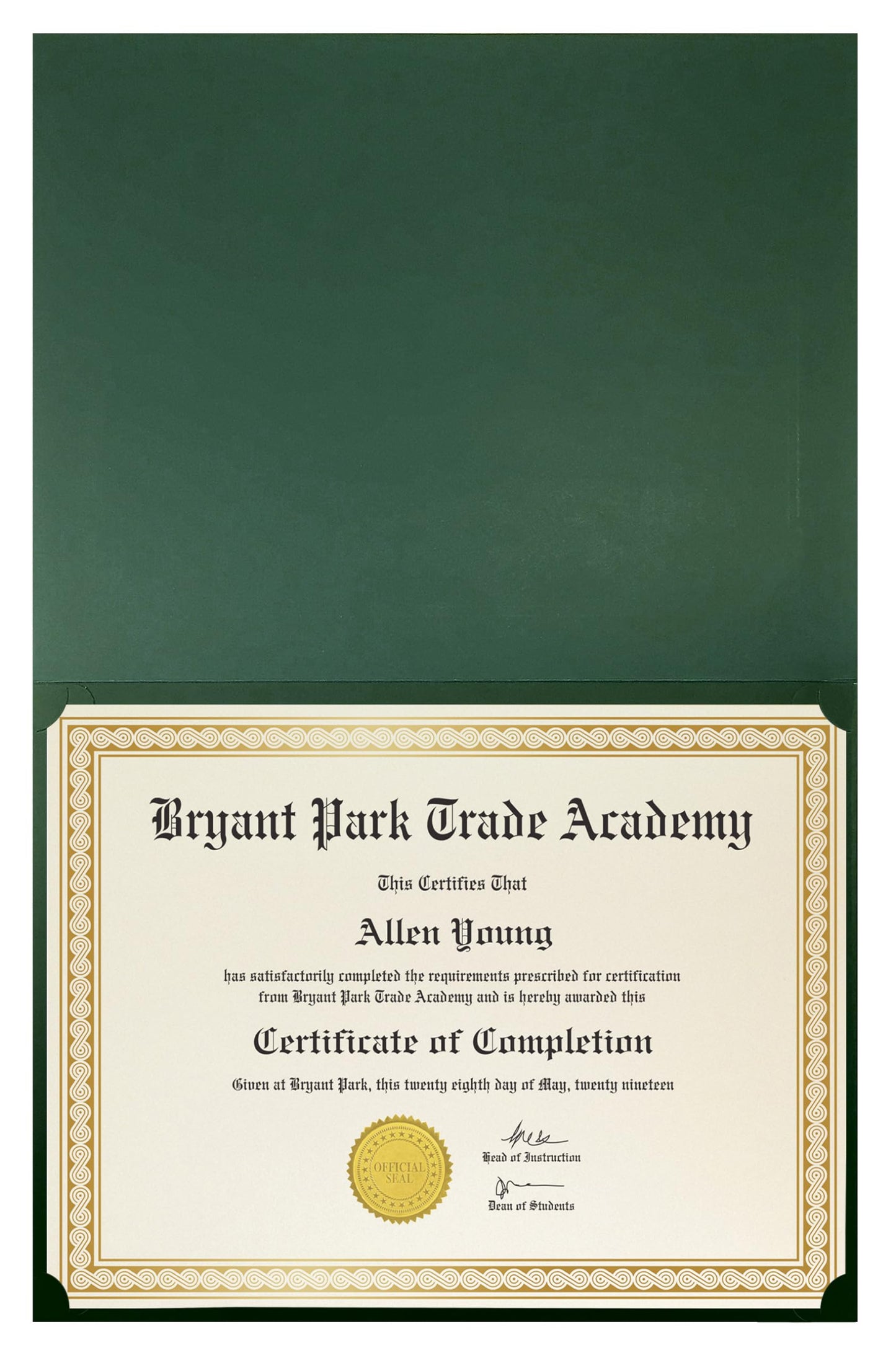 50 Pack Certificate Holders, Diploma Holders, Document Covers with Gold Foil Border, by Better Office Products, for Letter Size Paper, 50 Count (Hunter Green)