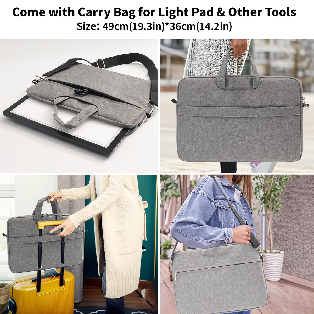 TOHETO A3 Light Board with Bag for Diamond Painting, Super Bright Magnetic Light Pad with Side Buttons, Lightbox for Tracing and Drawing, Corded Light Table for Sketching, Weeding Vinyl (Black)