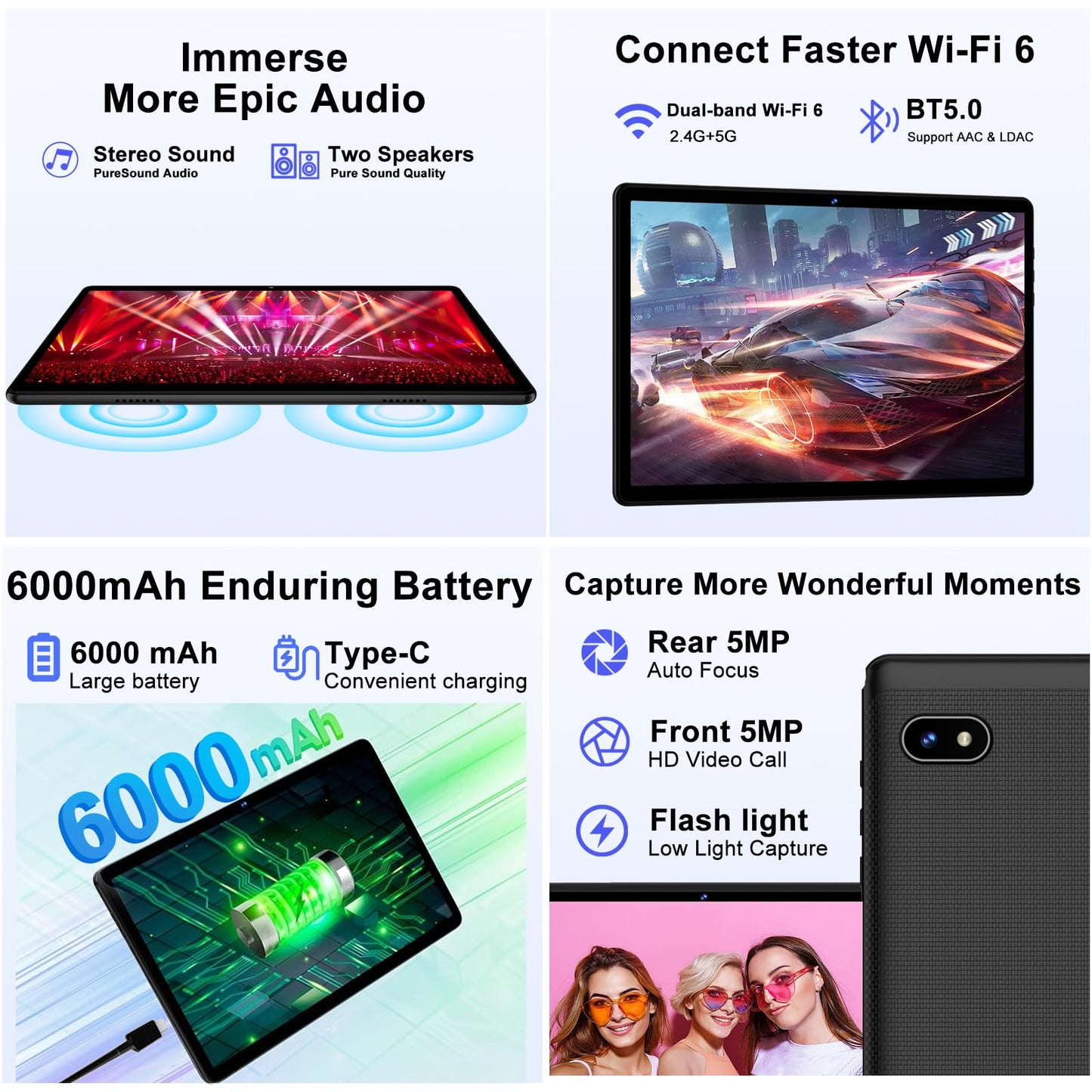 2025 Android Tablet 10.1 Inch Android 14 Tablets with 128GB ROM+18GB RAM (4+14 Virtual), 1TB Expand 2 in 1 10.1 Tablet with Keyboard, Powerful Octa-Core, WiFi 6, Black