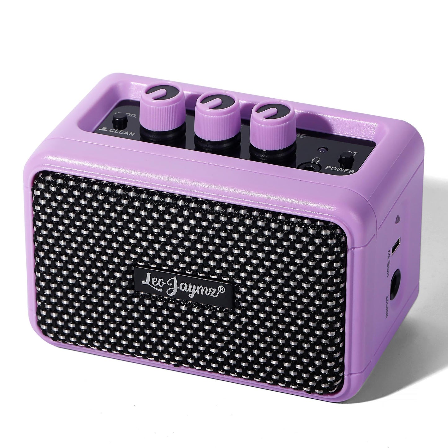 Leo Jaymz Mini Guitar Amplifier - 5W Dual Speaker BT Wireless Guitar Amp， Rechargeable Battery, Clean/Overdrive Modes, Headphone Jack,Ideal for Practice & Performance (Purple)