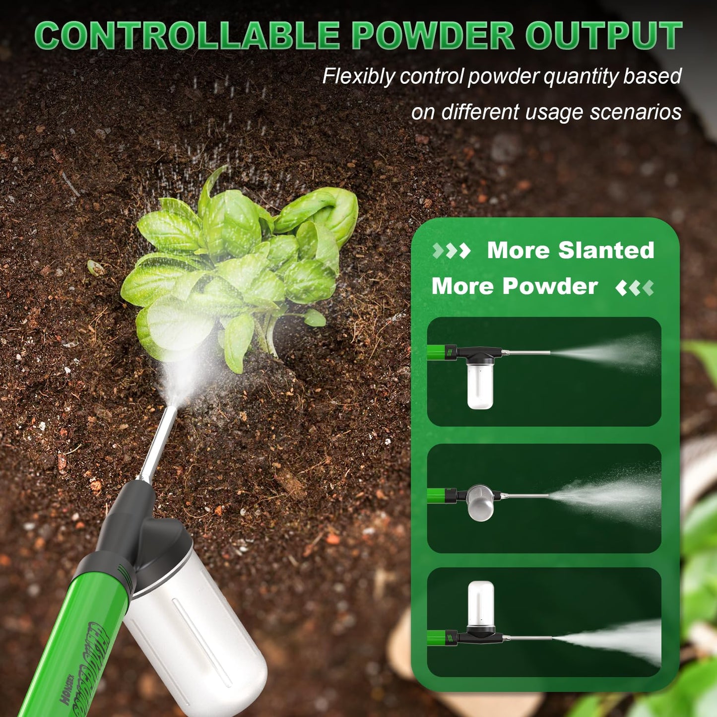 Honszex Diatomaceous Earth Duster, Reach Up to 4 FT, Diatomaceous Earth Powder Duster, Applicator, Sprayer, Spreader for Indoor Gardening and Outdoor Garden Plant Care