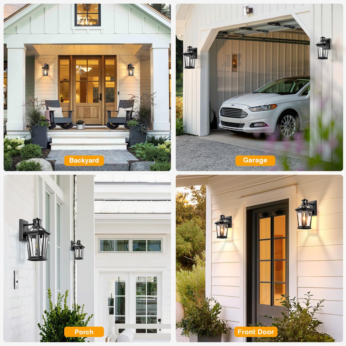 VIANIS Motion Sensor Outdoor Lighting, Outdoor Wall Lights Wall Mount with Clear Glass, Black Dusk to Dawn Garage Light Sconce, Waterproof Exterior Lights for House, Brightness Distance Adjustable