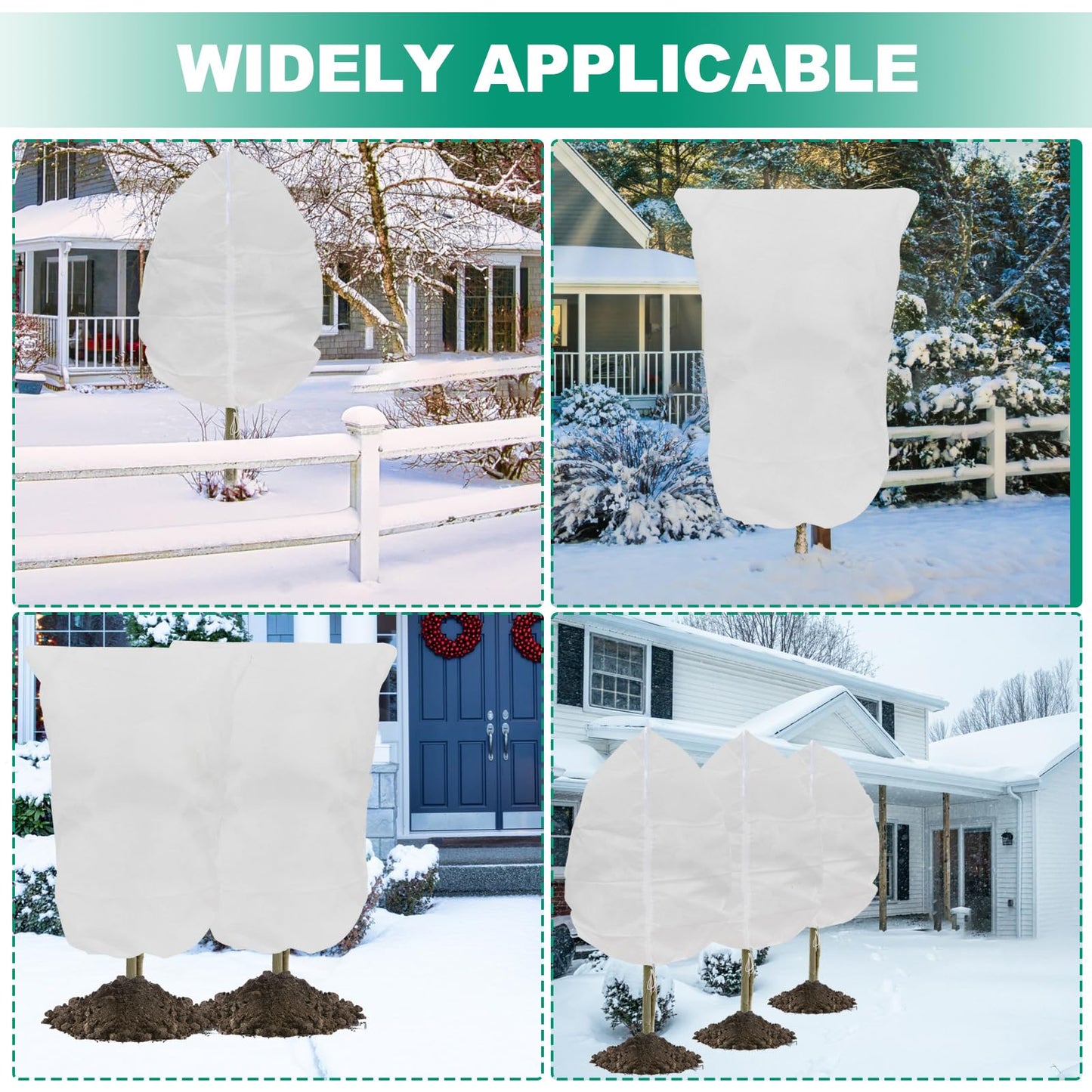 4 Pack Plant Covers for Winter 120x180cm, 80gsm Garden Fleece Frost Protection Bags with Zipper Drawstring, Plant Fleece Frost Freezing Cloth Blanket for Outdoor Plants Fruit Tree Potted Plants