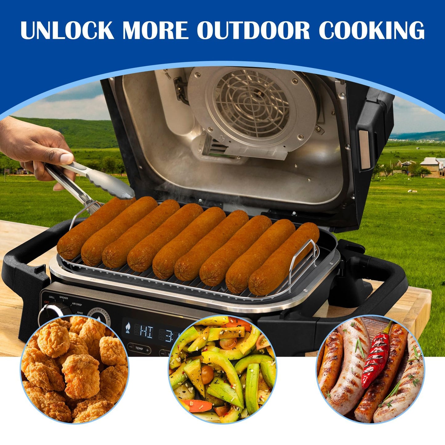 Griddle Plate & Smoke Rack for Ninja Pro Connect XL OG800/OG900 Grill Accessories, XSKGRIDLXL Flat Top Griddle Plate & XSKRSTRKXL Roast Rack for Ninja Series, Smoke Kit for Ninja OG850/OG951