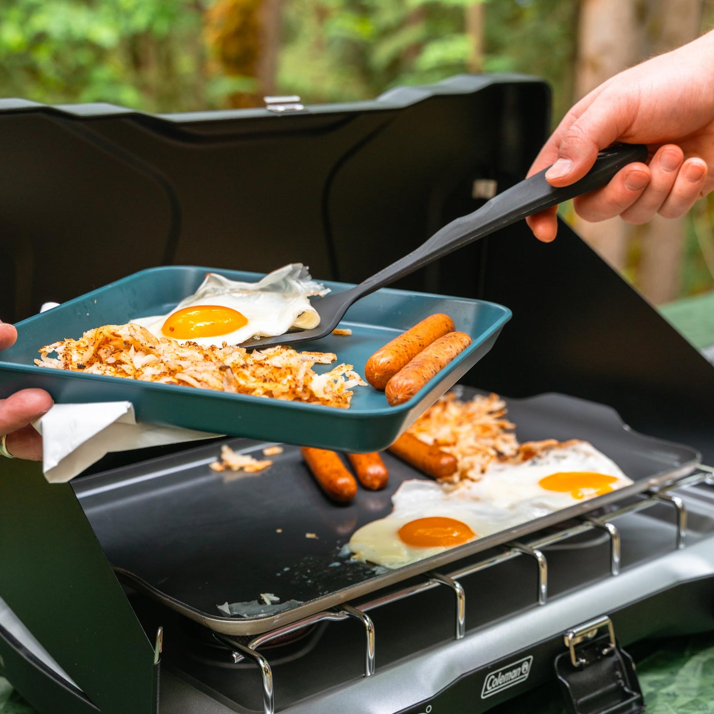 Coghlan's Camp Griddle, Lightweight Aluminum, 17.5 x 10 Size, PFAS-Free and Non-Stick Ceramic Coating Cooking Surface for Two Burner Stoves, Ideal for Camping and Outdoor Cooking