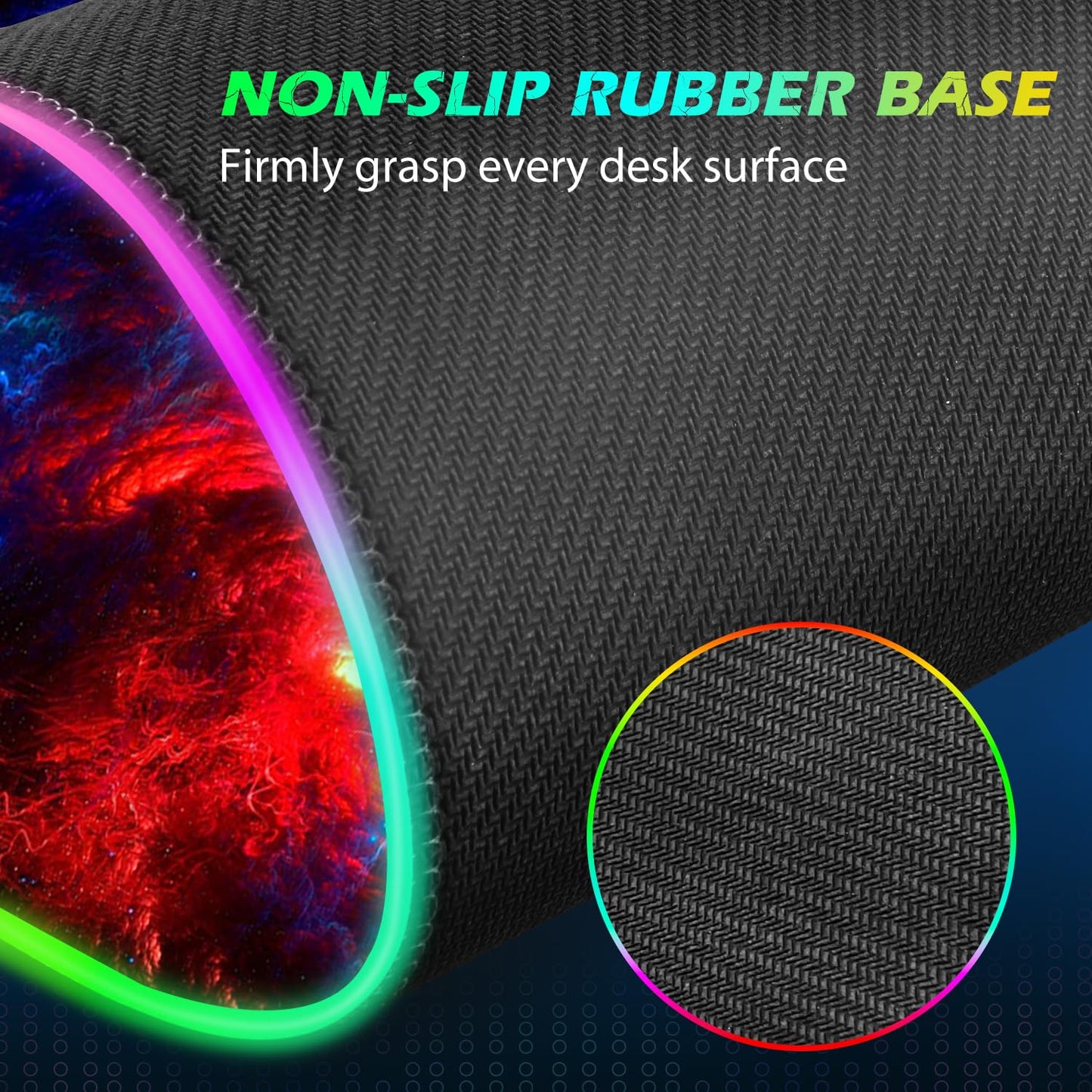 ToLuLu RGB Wireless Charging Gaming Mouse Pad, 7.5/10/15W 10 Light Modes LED Mouse Pad Computer Keyboard Mat Mousepad, 800x300x4MM Extended Large Desk Pad Desk Mat for Gamer, Red Blue Galaxy
