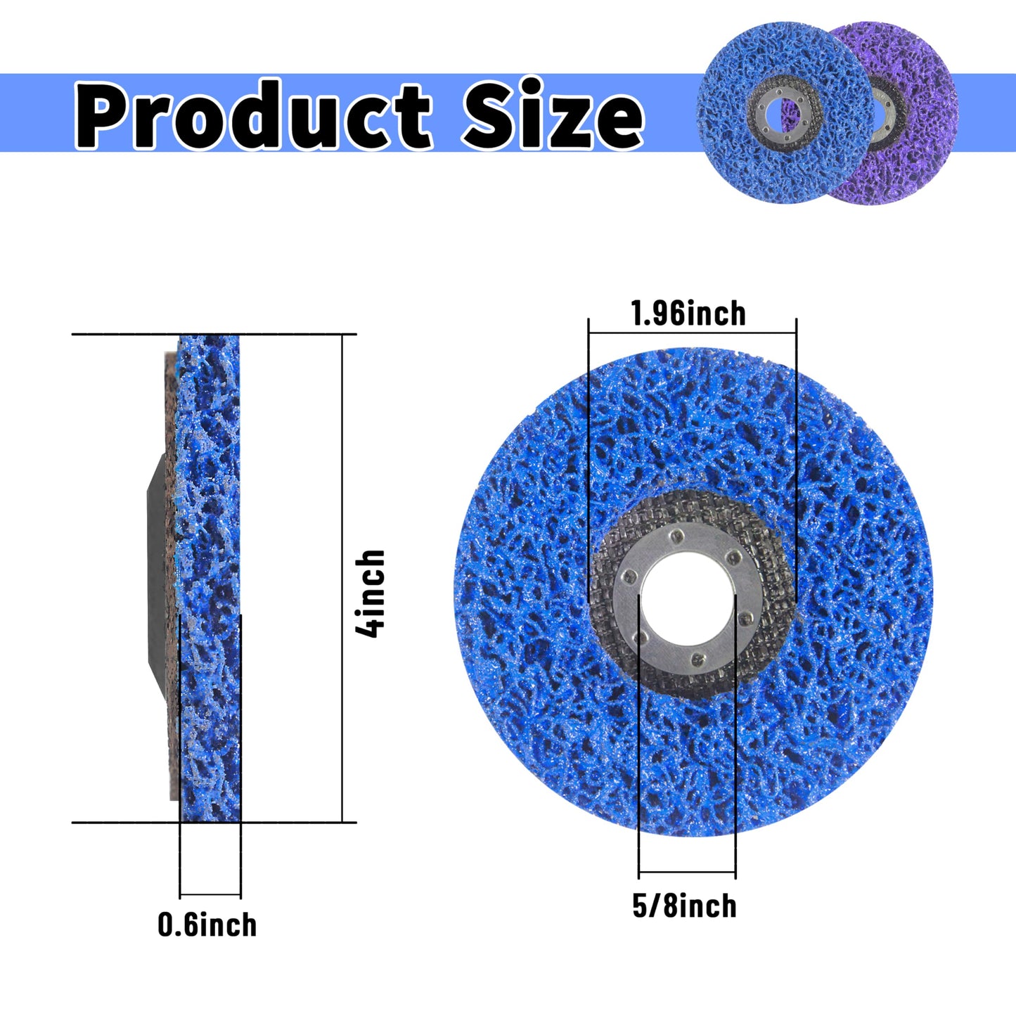 12 PCS Strip Discs 4"x 5/8" Stripping Wheel Suitable for Cleaning Angle Grinder to Remove Paint, Rust and Weld Oxidation(Blue&Purple)