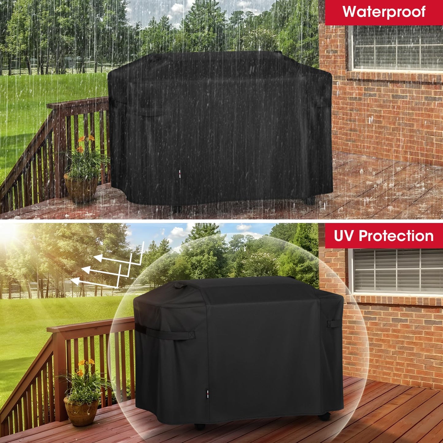 Unicook Griddle Cover for Weber 36 Inch BBQ, Heavy Duty Waterproof 4 Burner Flat Barbecue Grill Cover with Hood, Compared to Weber 3400030, 64 Inch Housse BBQ for Outdoor Griddle, Black