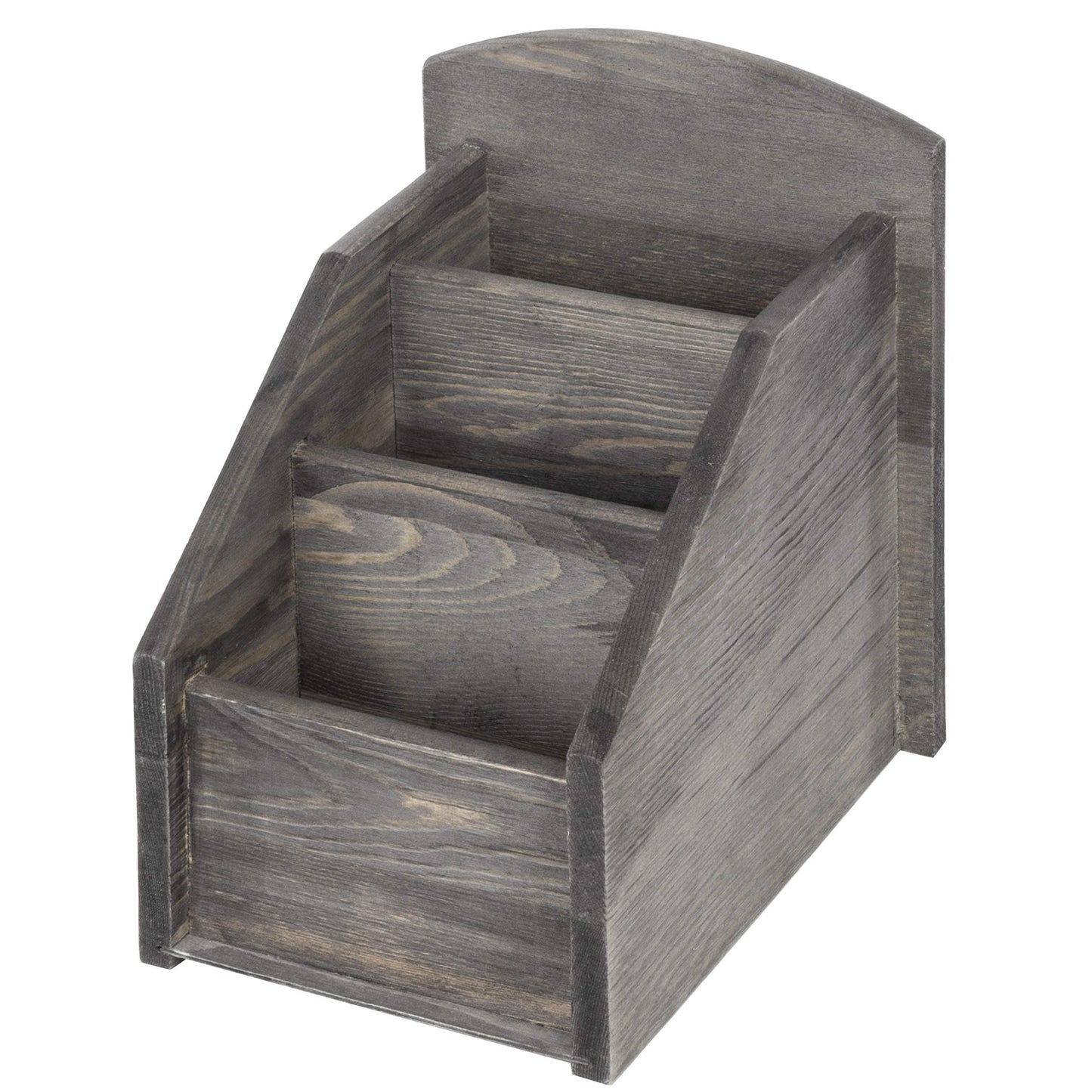 MyGift Rustic Dark Gray Wood 3-Slot Remote Control Holder Organizer Caddy, TV Remote Media Remote Storage Box for Living Room