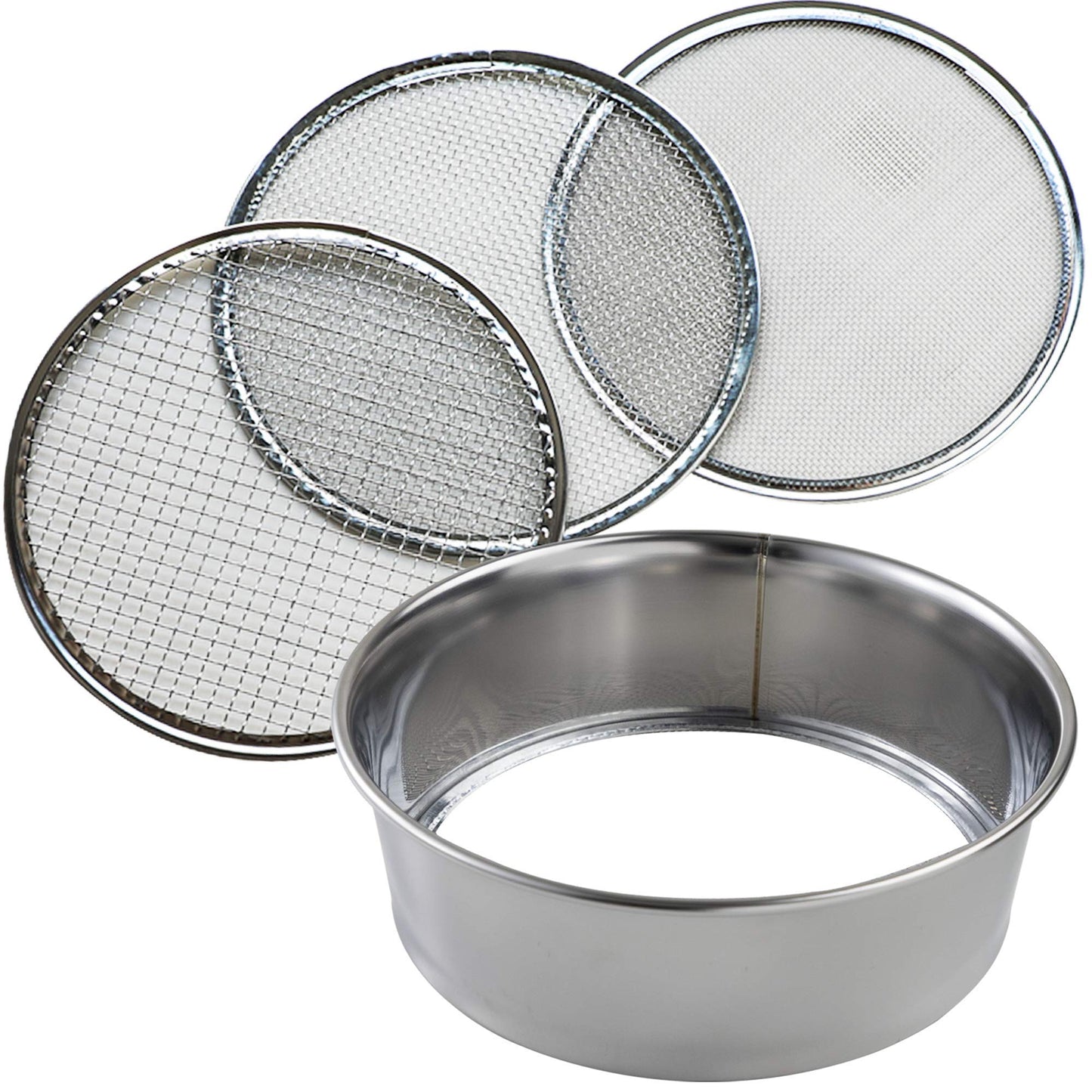 Wazakura 3PCS Soil Sieve Set 8-1/4 inch (210mm), 3 Sieve Mesh Filter Sizes, Bonsai Gardening Tool