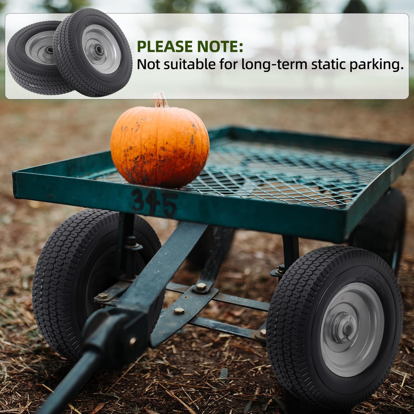 (2-Pack) AR-PRO 2.50-4” Solid PU Run-Flat Tire Wheel Assemblies - 8” Flat Free Tubeless Tires and Wheels for Utility Equipment - 5/8” Axle Bore Hole, 2 1/4” Offset Hub, and Double-Sealed Ball Bearings