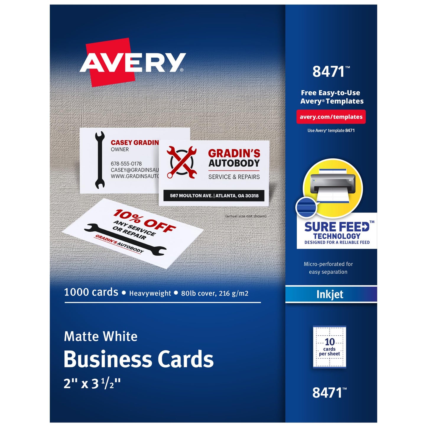 Microperforated Business Cards with Sure Feed, Inkjet