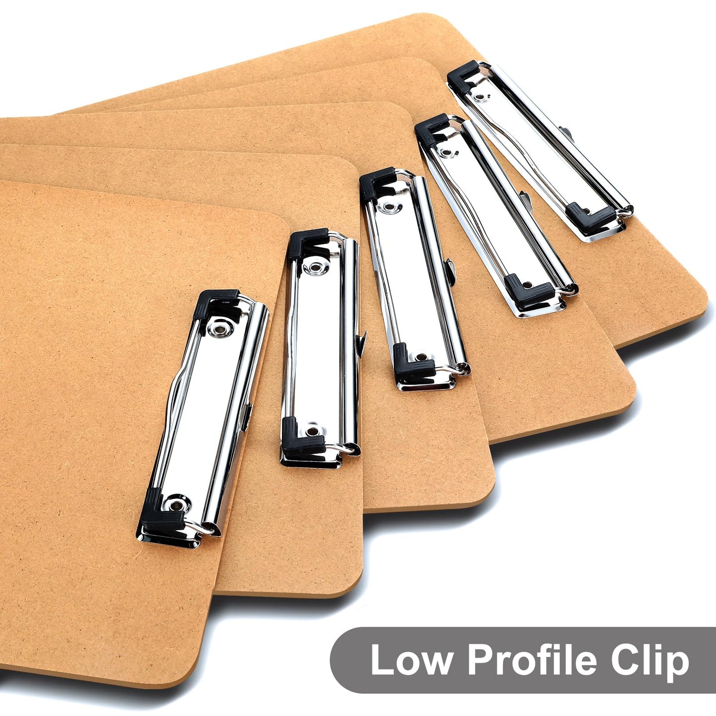 Macroclo Wood Clipboards Set of 20, Letter Size Hardboard Clip Board 8.5x11 for Classroom, Students, Kid, A4 Standard Size 9" x 12.5" with Low Profile Clip, Office & School Supply