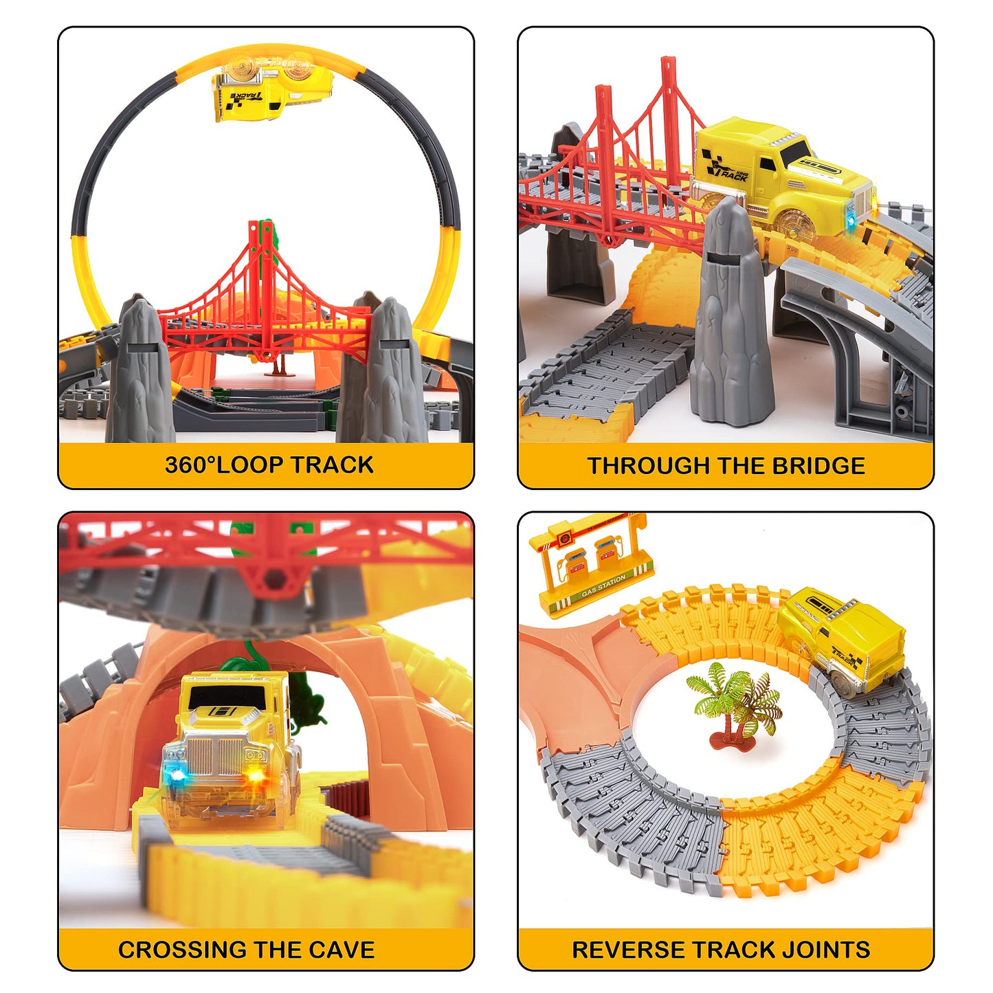 OR OR TU Construction Toys 342Pcs Race Track Sets for Boys/Girls Kids Excavator Toy Toddler Train Set Flexible Car Track Gift for 3 4 5 6+ Years Old Children