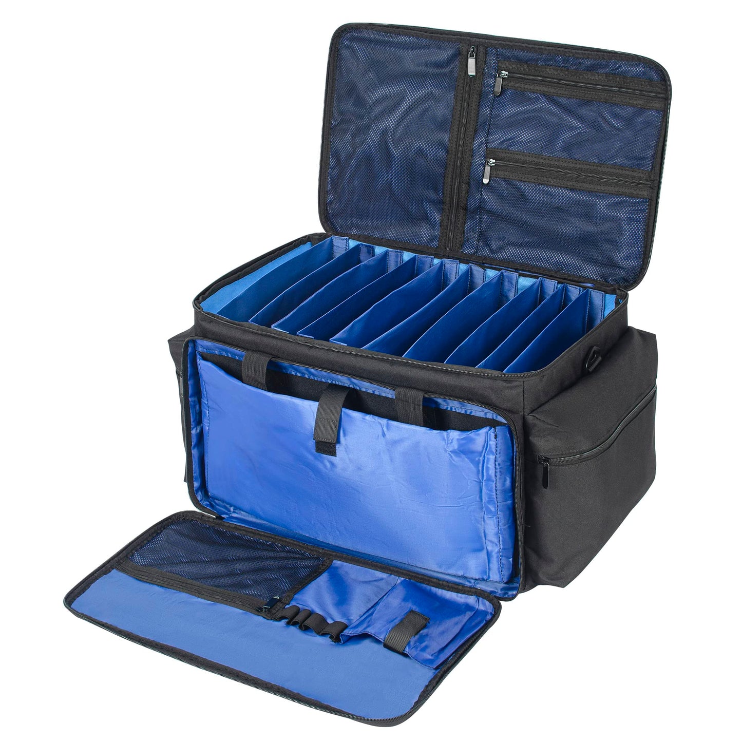 AKOZLIN DJ Cable File Bag with 10 Detachable Dividers and Bottom Cable Bags for Musicians Travel Gig Bag for 15.6" Laptop,Professional DJ Gear, Sound Instrument and Music Equipment Accessories,Large