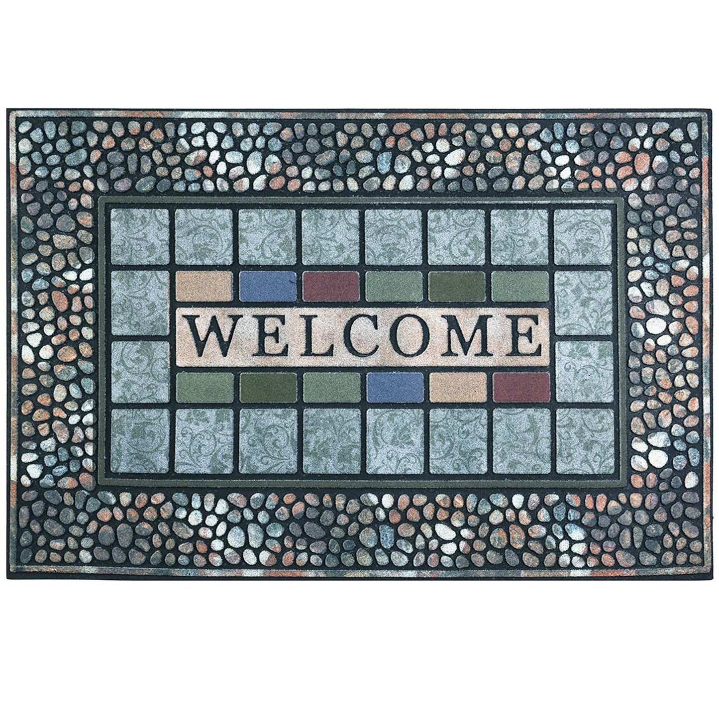 CHICHIC Entrance Door Mat Large 24 x 36 Inch Entry Way Doormat Front Door Rug Outdoor Heavy Duty Welcome Mat, Non Slip Rubber Back Low Profile for Garage, Patio, High Traffic Area, Rectangle Style A