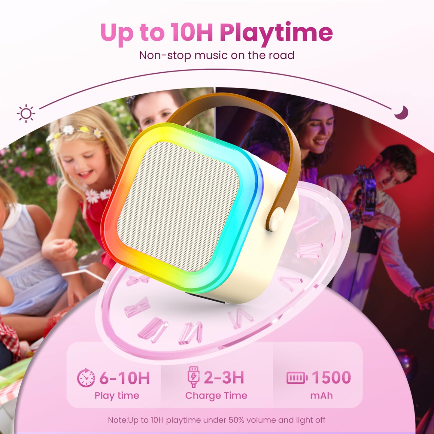 Karaoke Machine for Kids Adults, Portable Bluetooth Mini Karaoke Microphone Singing Speaker Karaoke Player with 2 Wireless Mic Toys for All Smartphones,Birthday, Family,Home Party (Beige)