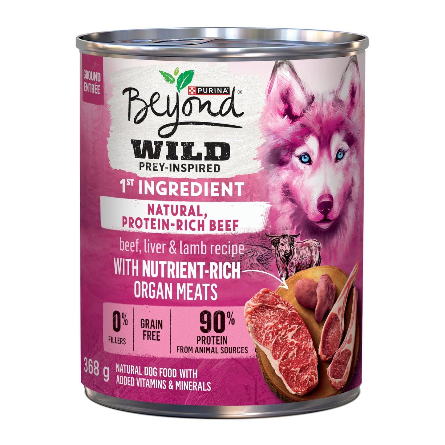 Beyond Wild Wet Dog Food, Beef, Liver & Lamb Recipe - 368 g Can (12 Pack)