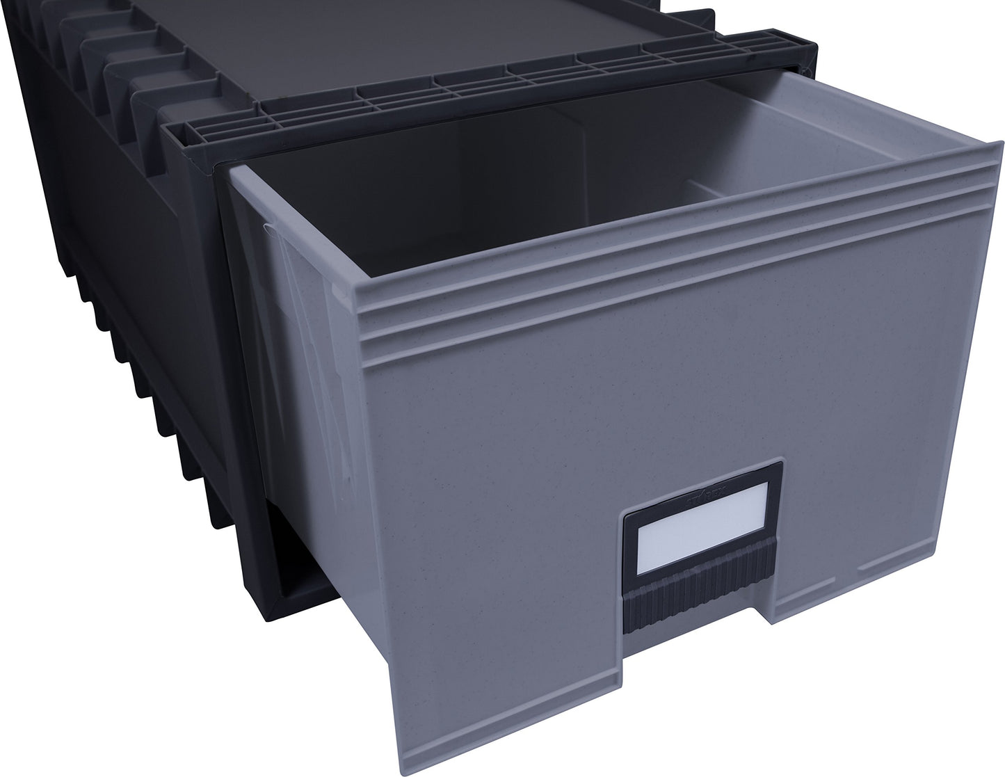 Storex Archive Storage Box for Letter Size Hanging Files, 24-Inch Depth, Black/Grey (61106U01C)