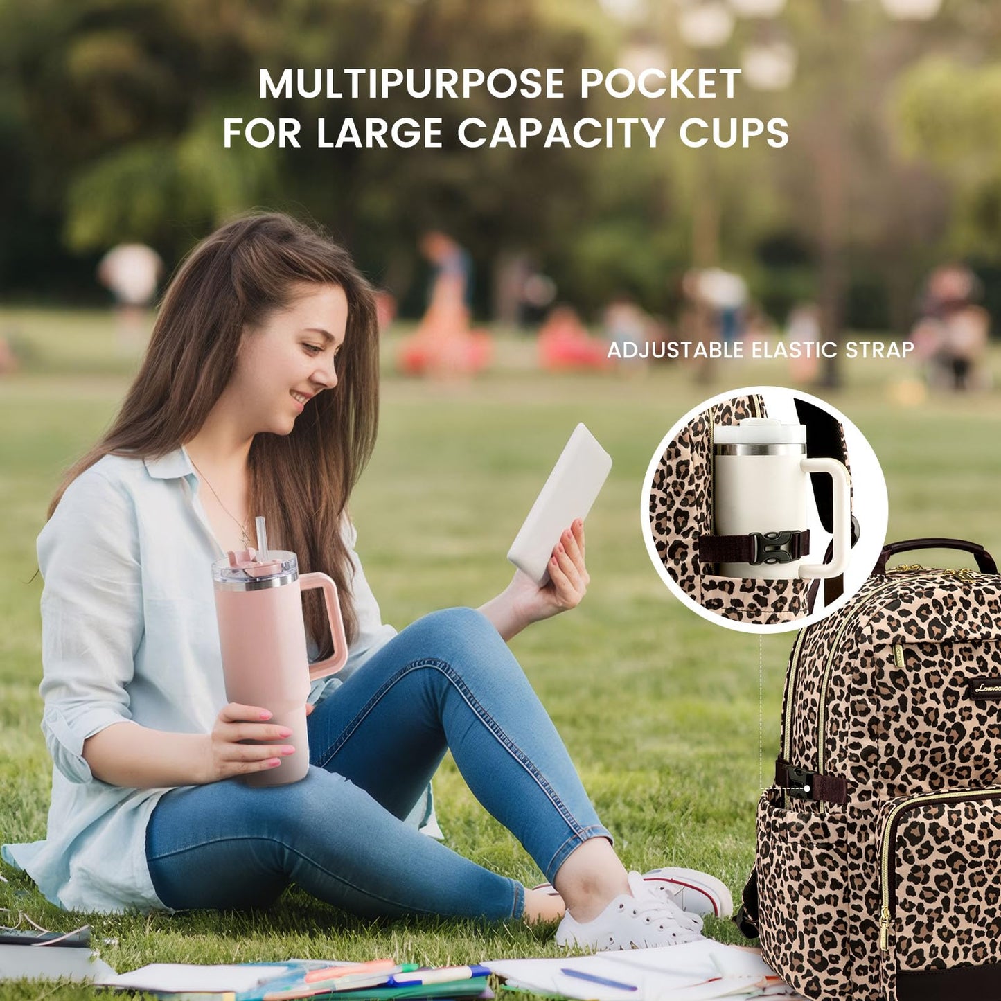 LOVEVOOK Laptop Backpack for Women, Leopard Print, 15.6 Inch, Laptop Travel College Teacher Work Daily Carry on Backpack