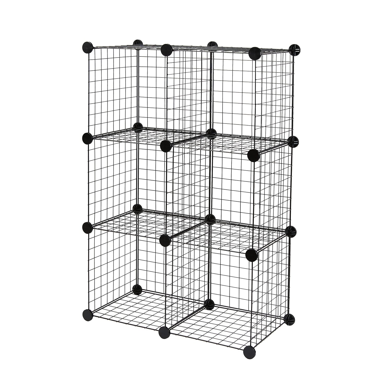 Amazon Basics 6-Cube Wire Grid Stackable Storage Shelves, 30cm x 30cm, Black