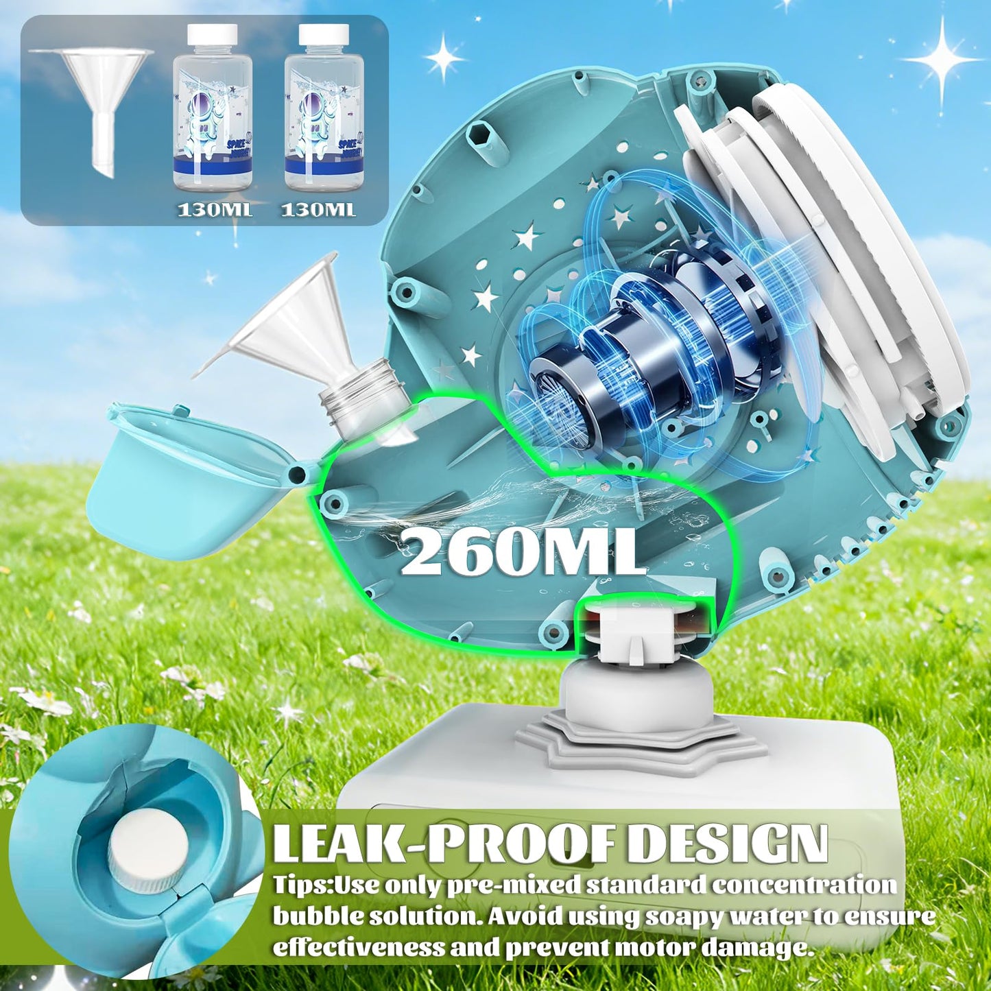 Sitodier Rechargeable Bubble Machine, Automatic 360° Rotatable Bubble Maker Toys with Light, Spaceship-Shaped Bubble Blower for Kids Toddlers, Easter, Birthday, Parties, Wedding, Outdoor Activities