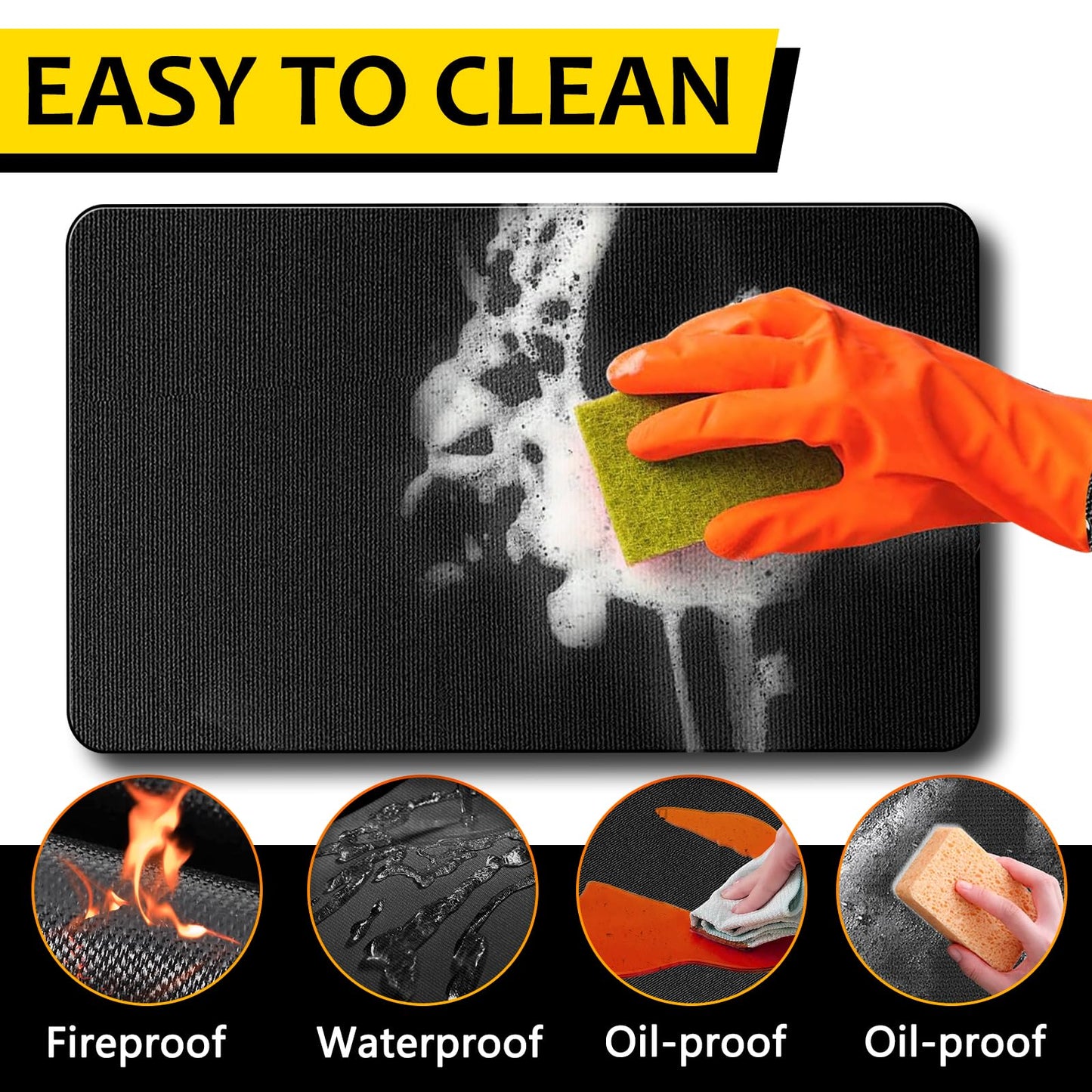 76x51 inches Large Grill Mat for Outdoor Grill, Double-Sided Fireproof | Waterproof | Oil-Proof | Easy to Clean | Ideal for Indoor Fireplaces | BBQ Mat Protector for Decks Lawns and Patios
