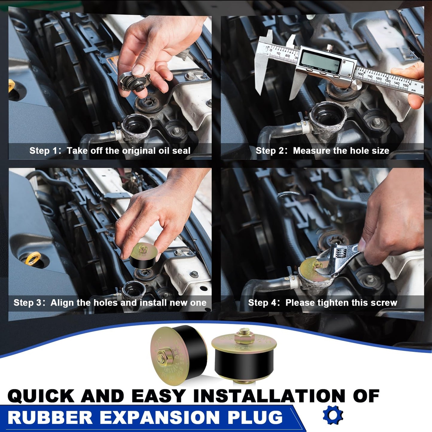 Daptemn 20PCS Expansion Freeze Rubber Plugs Kit, 10 Sizes Automotive Engine Rubber Expandable Freeze Plugs Fit Hole 3/4" 7/8" 1" 1-1/8" 1-1/4" 1-3/8" 1-1/2" 1-5/8" 1-3/4" 1-7/8"