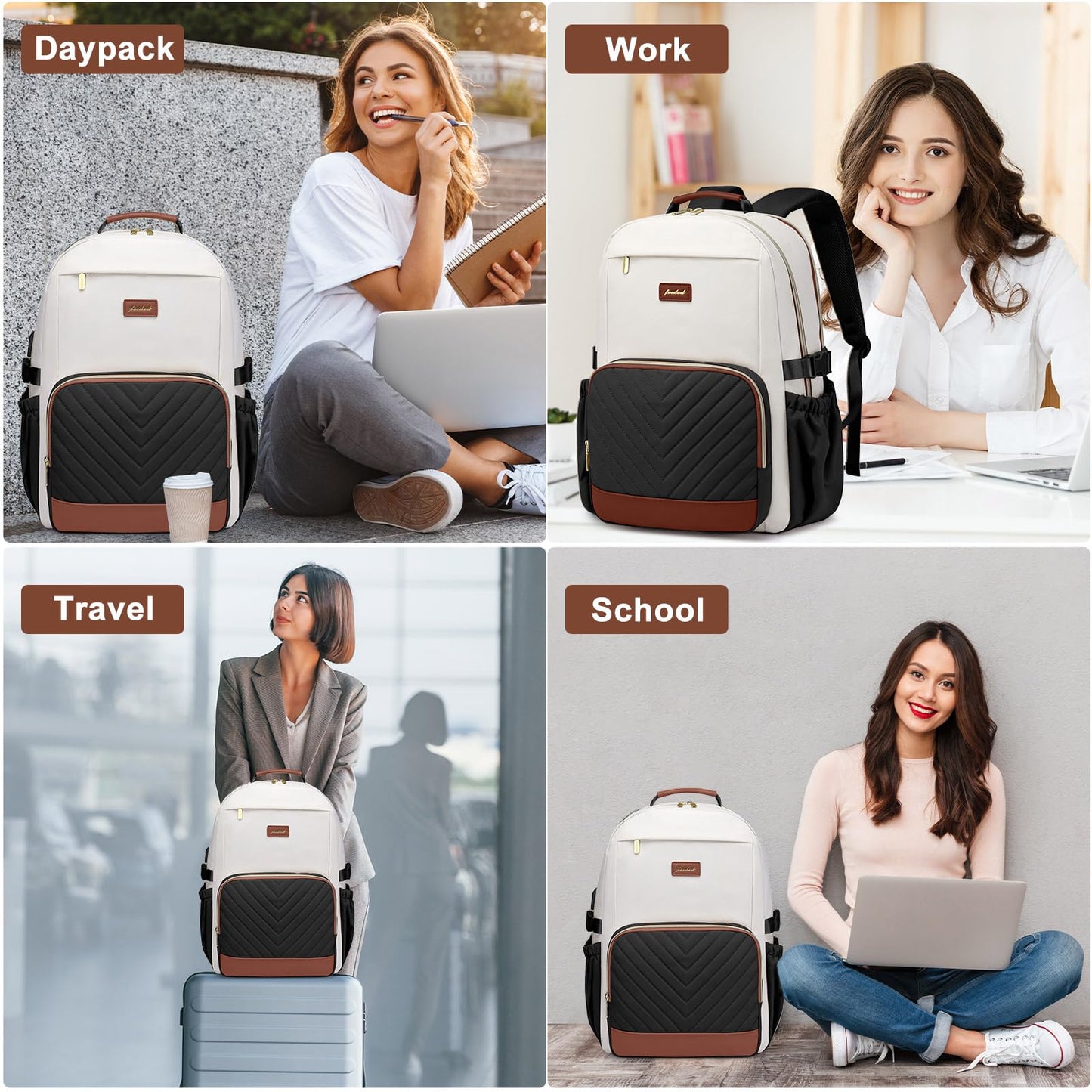 Large Laptop Backpack for Women Bookbag: 18 inch Work School Backpacks with Pocket for Large Capacity Cup & USB Charger College Book Bag Travel Business Nurse Teacher Bookbags Anti-theft Back Pack
