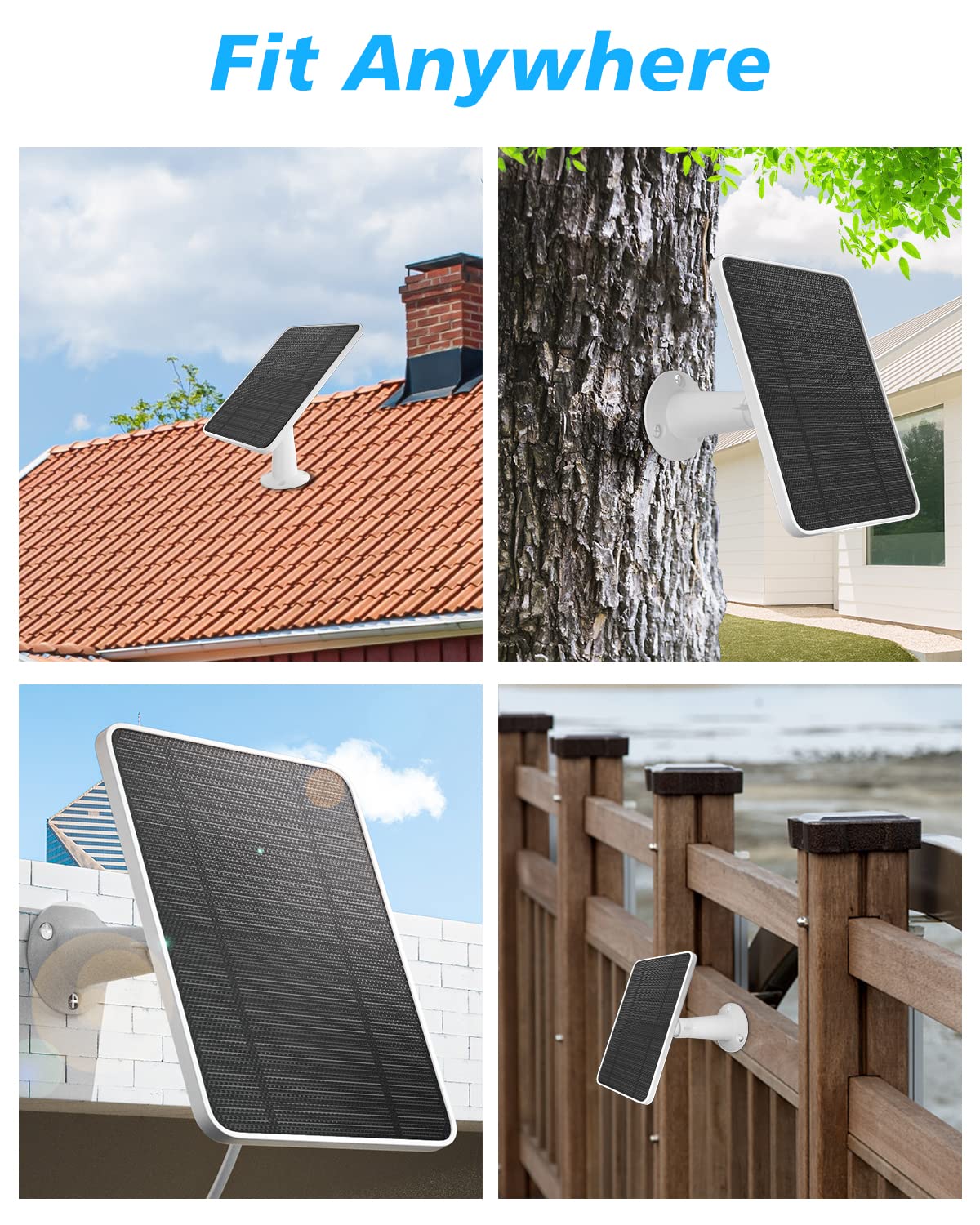 Solar Panel Charger Compatible with Arlo Ultra/Ultra 2/Pro 3/Pro 4/Pro 3 Floodlight Security Camera, 5V 4W Solar Panels Charging IP65 Weatherproof w/ 9.8ft Charging Cable Adjustable Wall Mount (3 Pack)