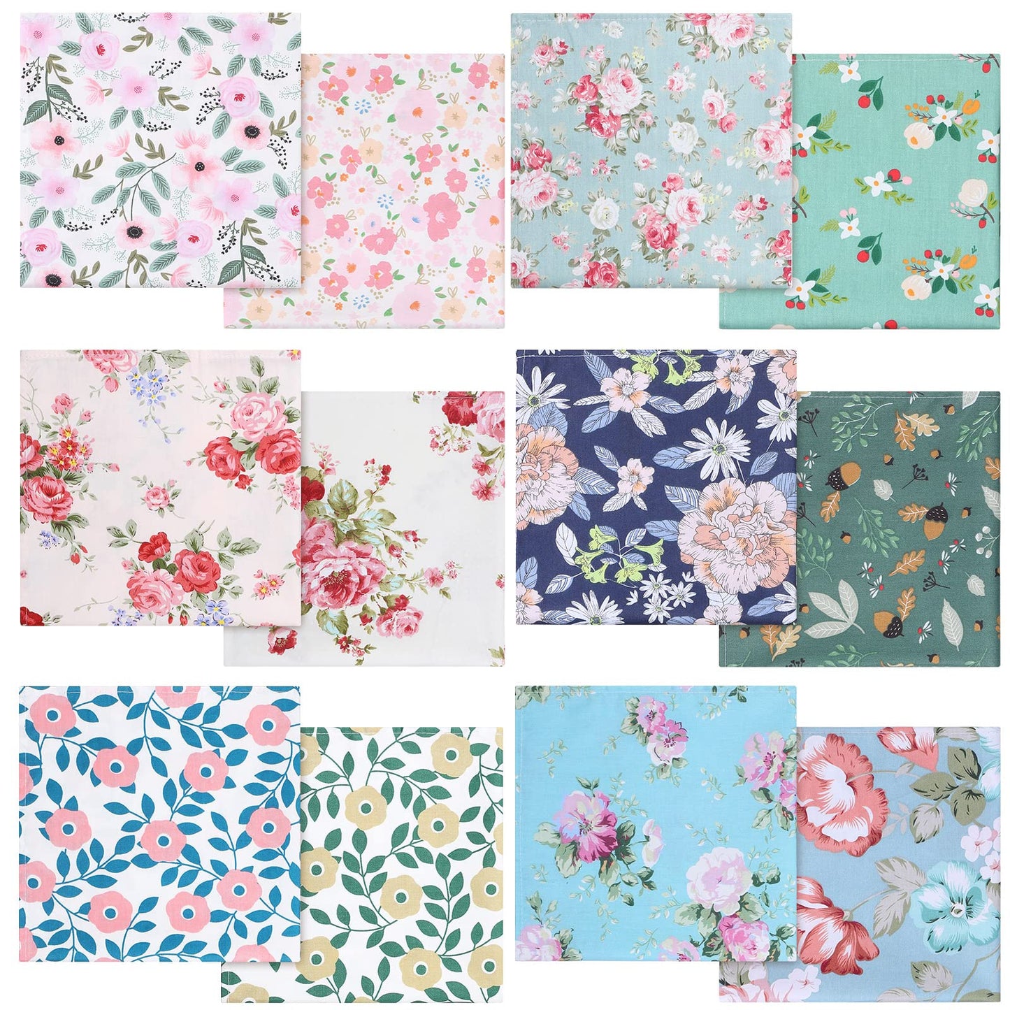 Tatuo Spring Flower Cotton Cloth Napkins Set of 24, 15 x 15 Inch Floral Dinner Napkins Soft Absorbent Washable for Family Cocktail Wedding Kitchen Dining Room Table Tea Party(Lovely Flowers)