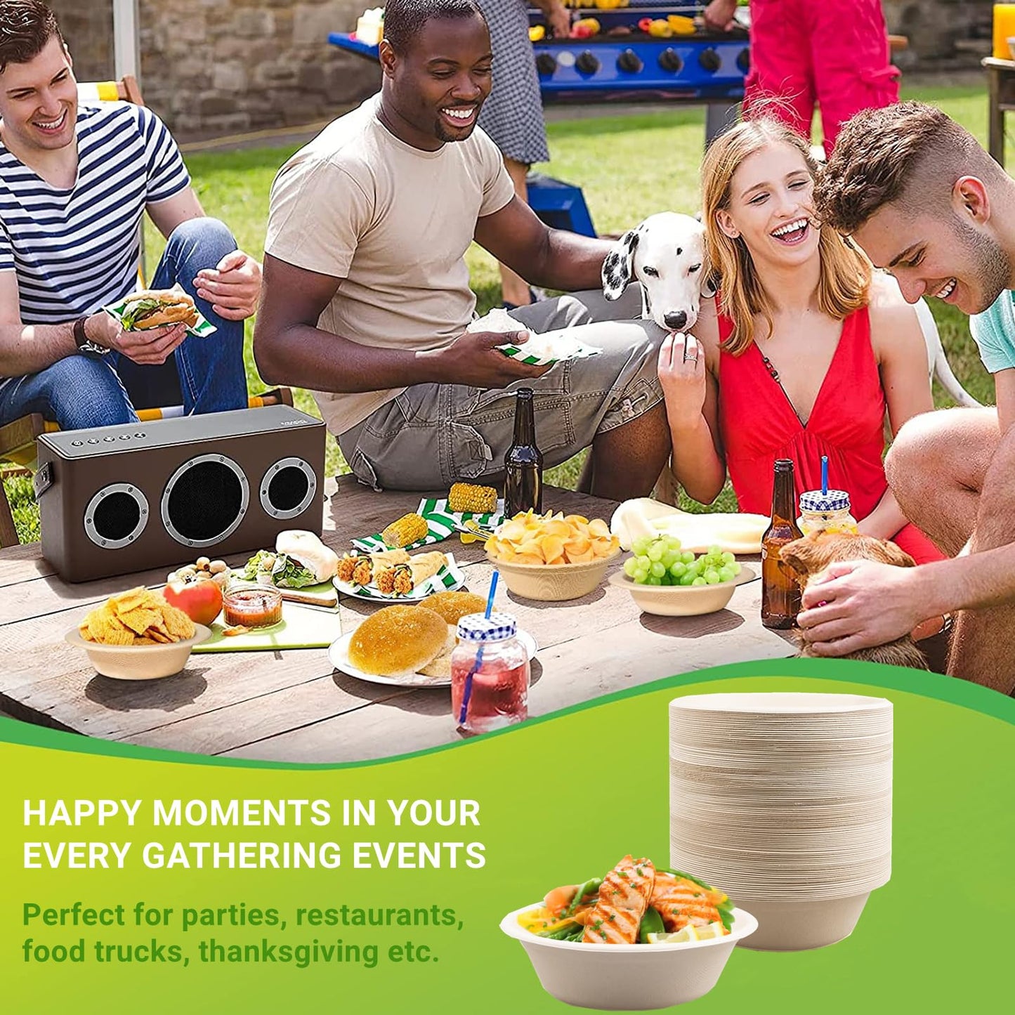 Disposable Paper Bowls 32oz Heavy Duty, 100 Pack Eco-Friendly Compostable Bowls, Party Serving Bowls for Salad, Ice Cream, Dessert and Hot Soup, Biodegradable Bowls Made of Sugarcane (Nature)