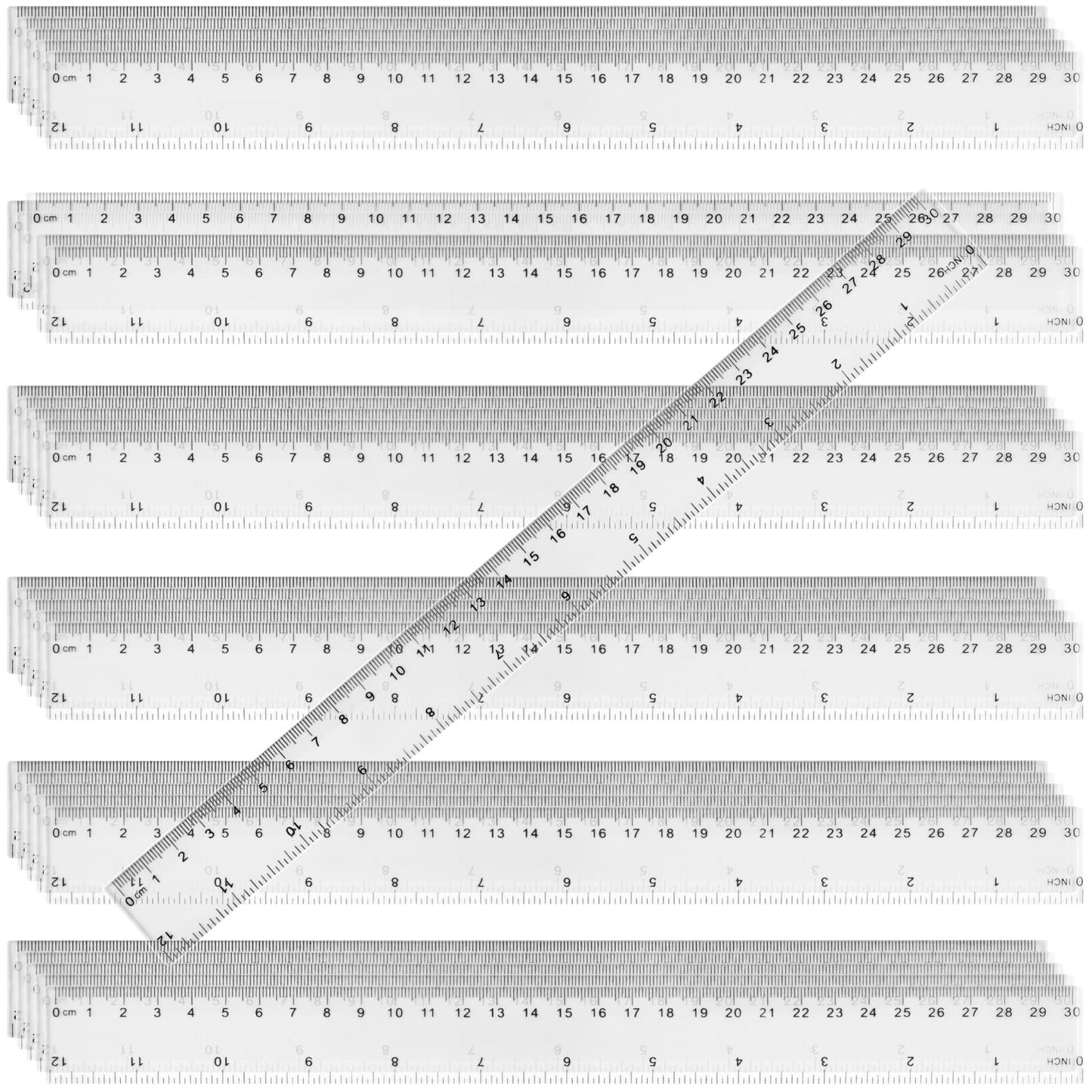 KEILEOHO 120 Pack 12 Inch Clear Plastic Ruler, 30CM Rulers Bulk Flexible with Centimeters and Inches for School Supplies