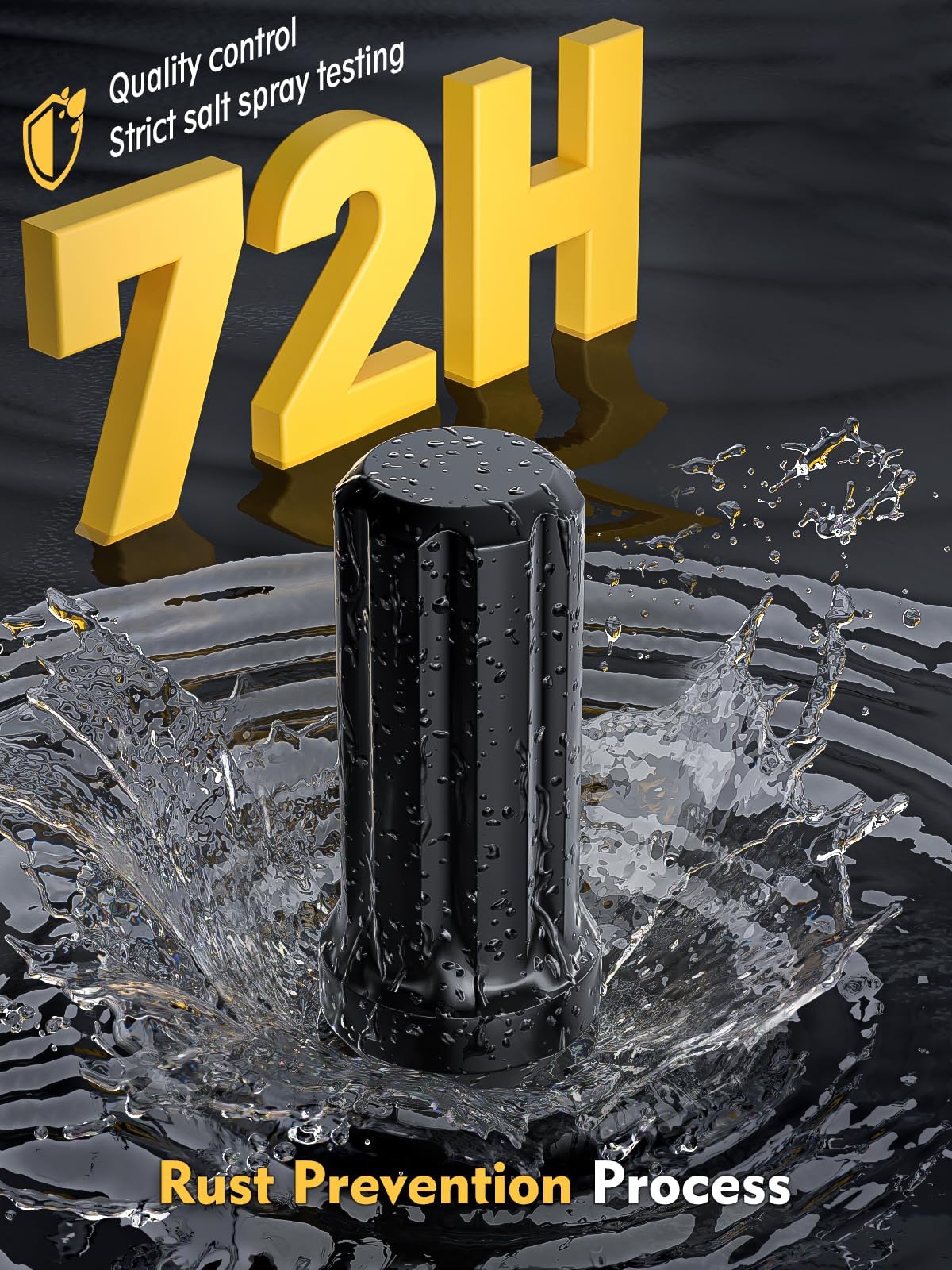 MIKKUPPA M14x1.5 Spline Lug Nuts - Replacement for Chevy Silverado, GMC Savana Sierra, Ford F250 F350 Super Duty, Ram 2500 3500 Aftermarket Wheel, 32pcs Black Closed End Lug Nuts with Socket Key